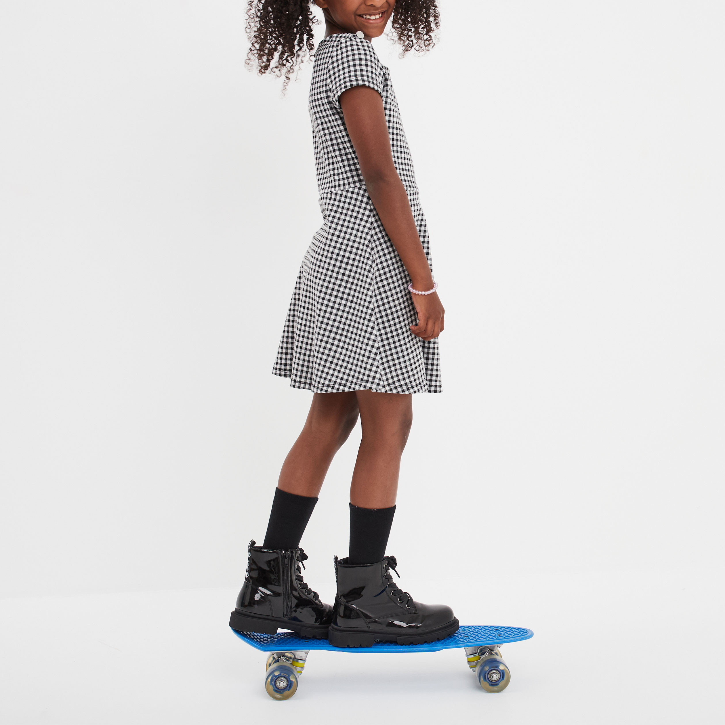Robe patineuse manches courtes ecru fille