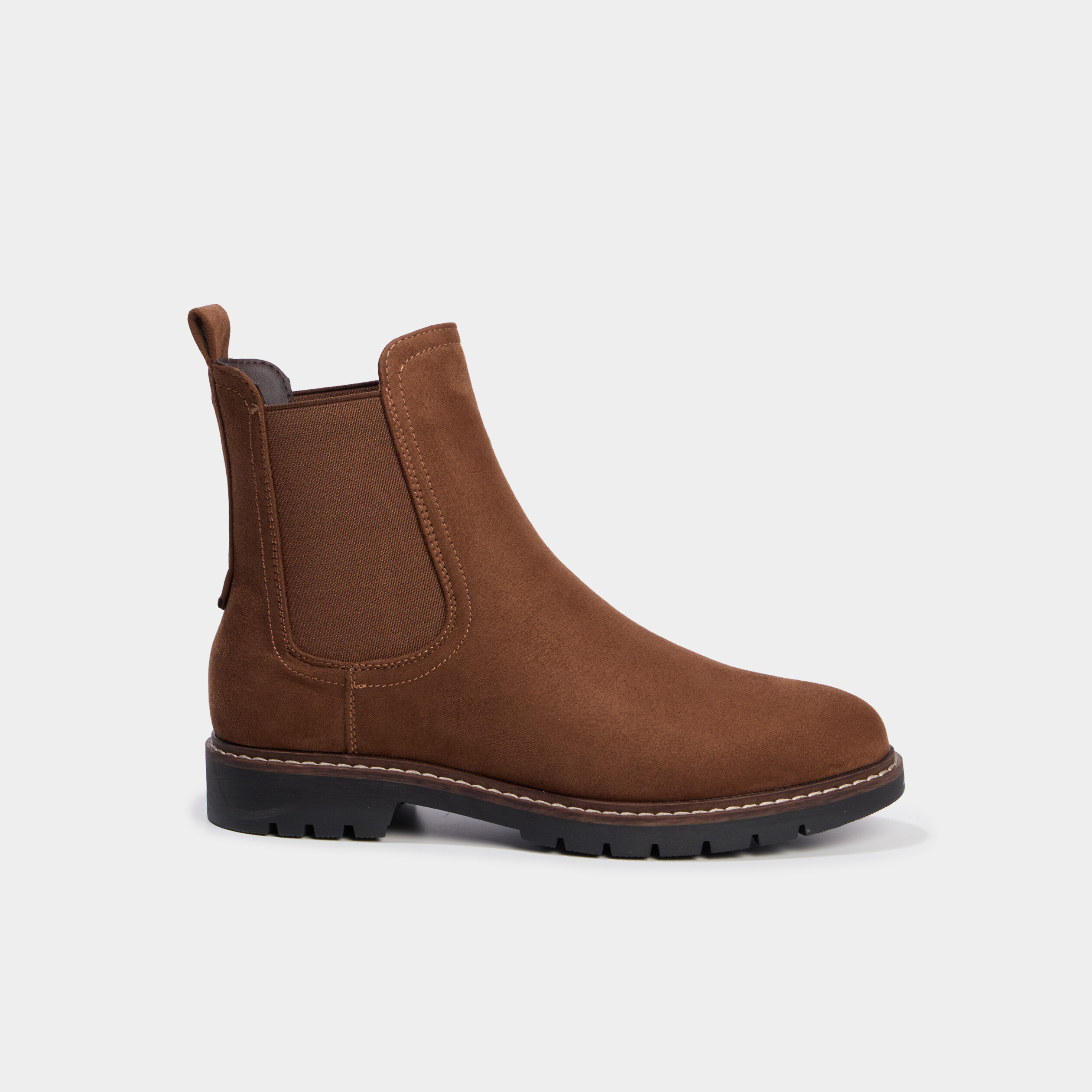 Boots chelsea effet su&eacute;dine marron femme