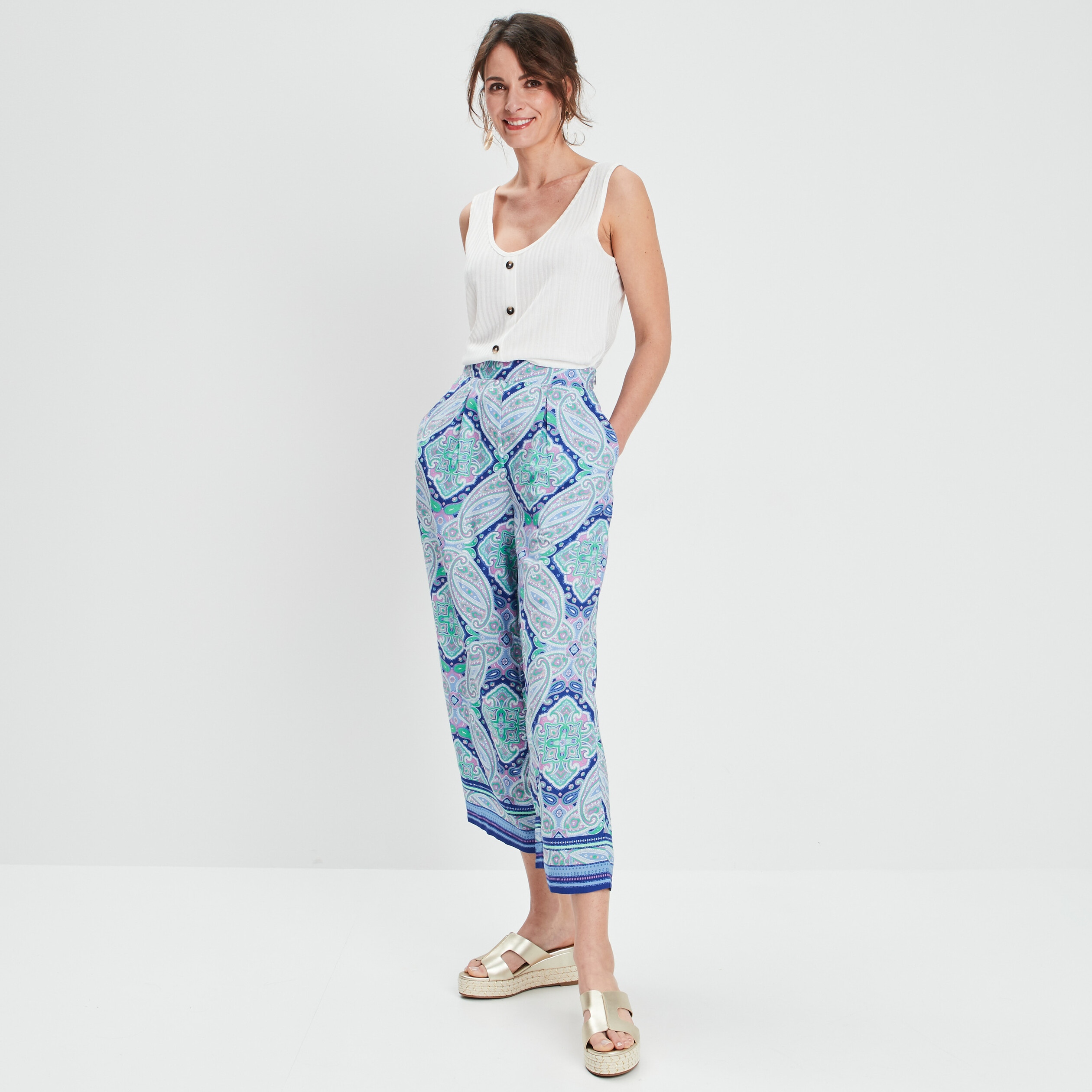 debardeur bretelles larges blanc femme Débardeur bretelles larges blanc femme