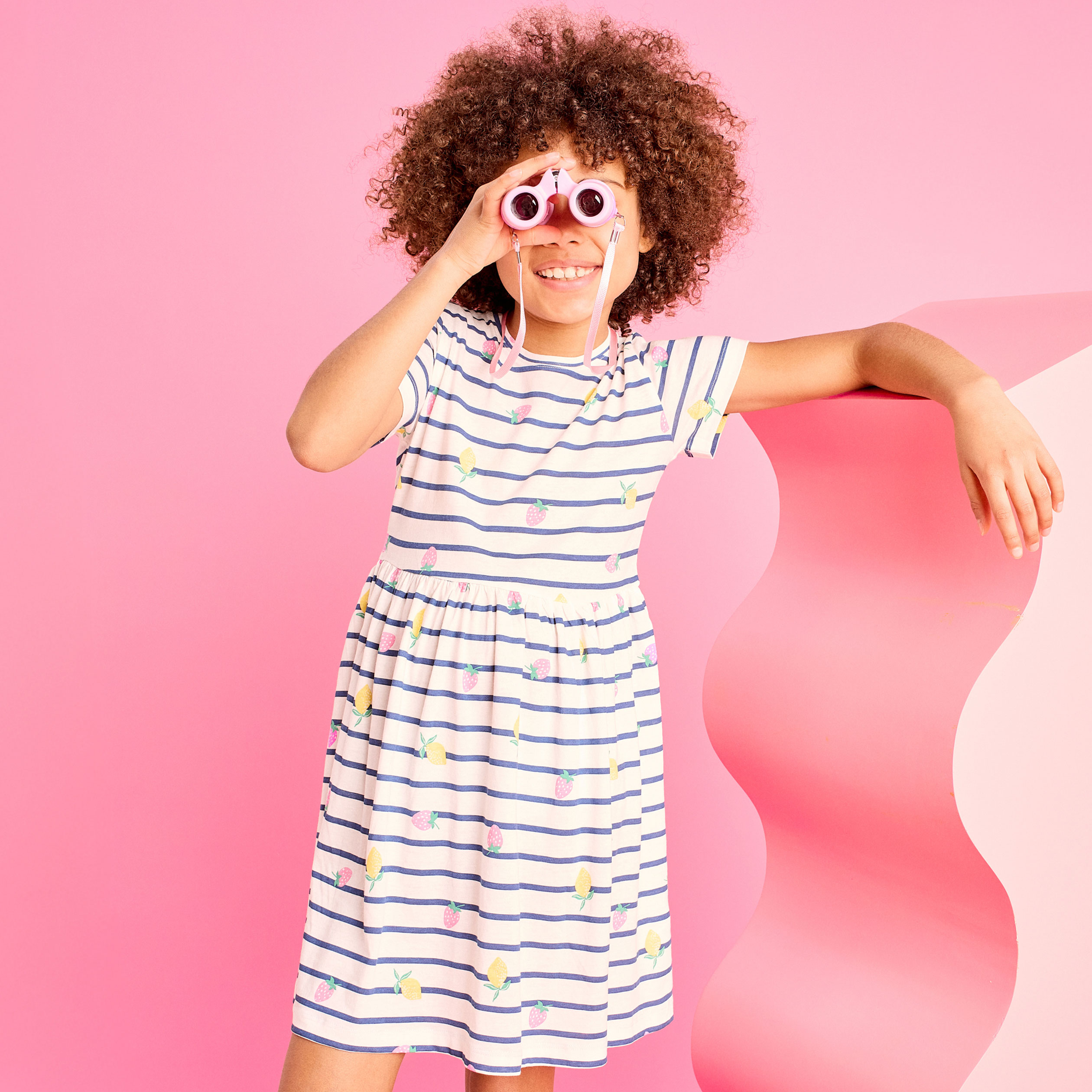Robe courte &eacute;vas&eacute;e manches courtes coton ecru fille