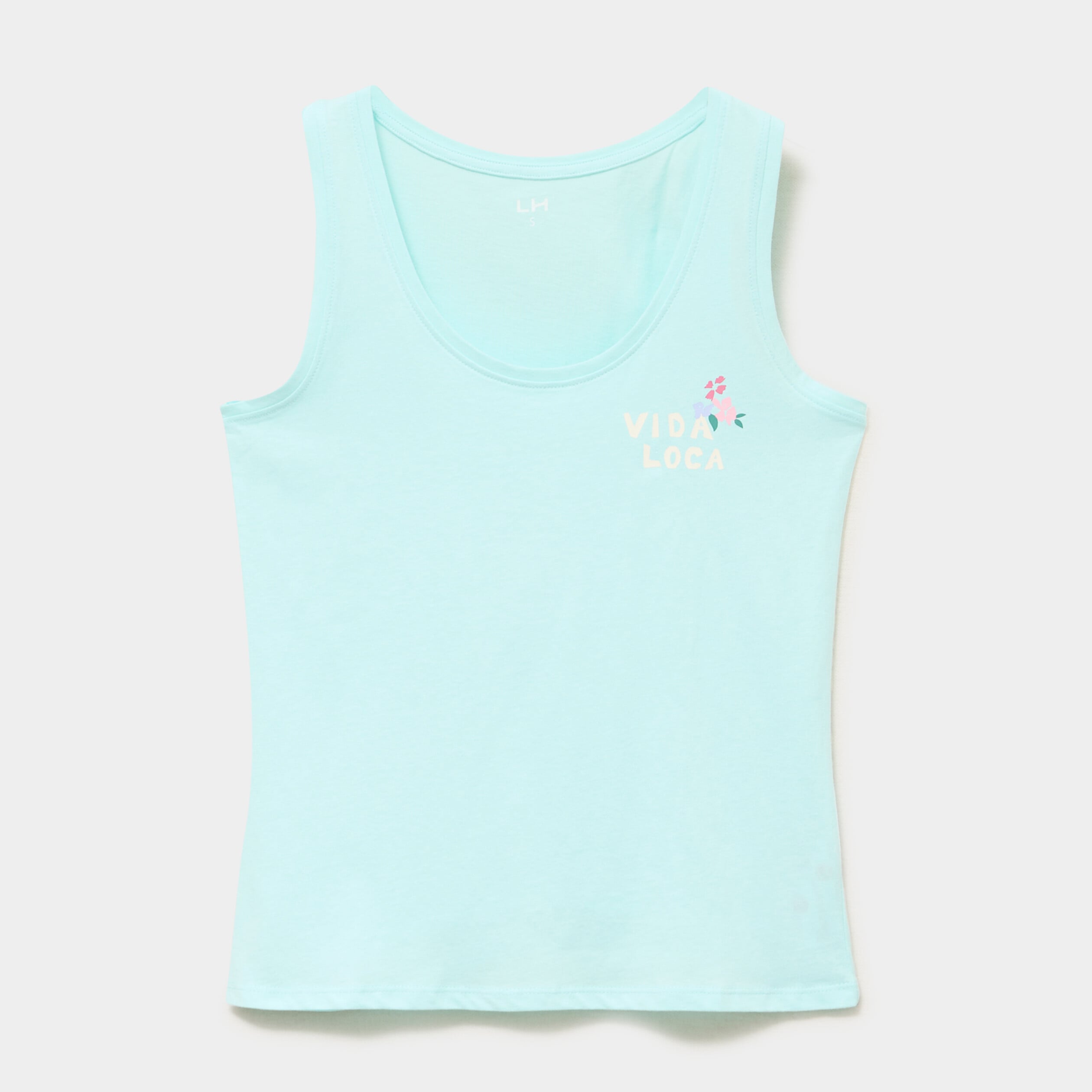 D&eacute;bardeur col rond droit coton bleu turquoise femme