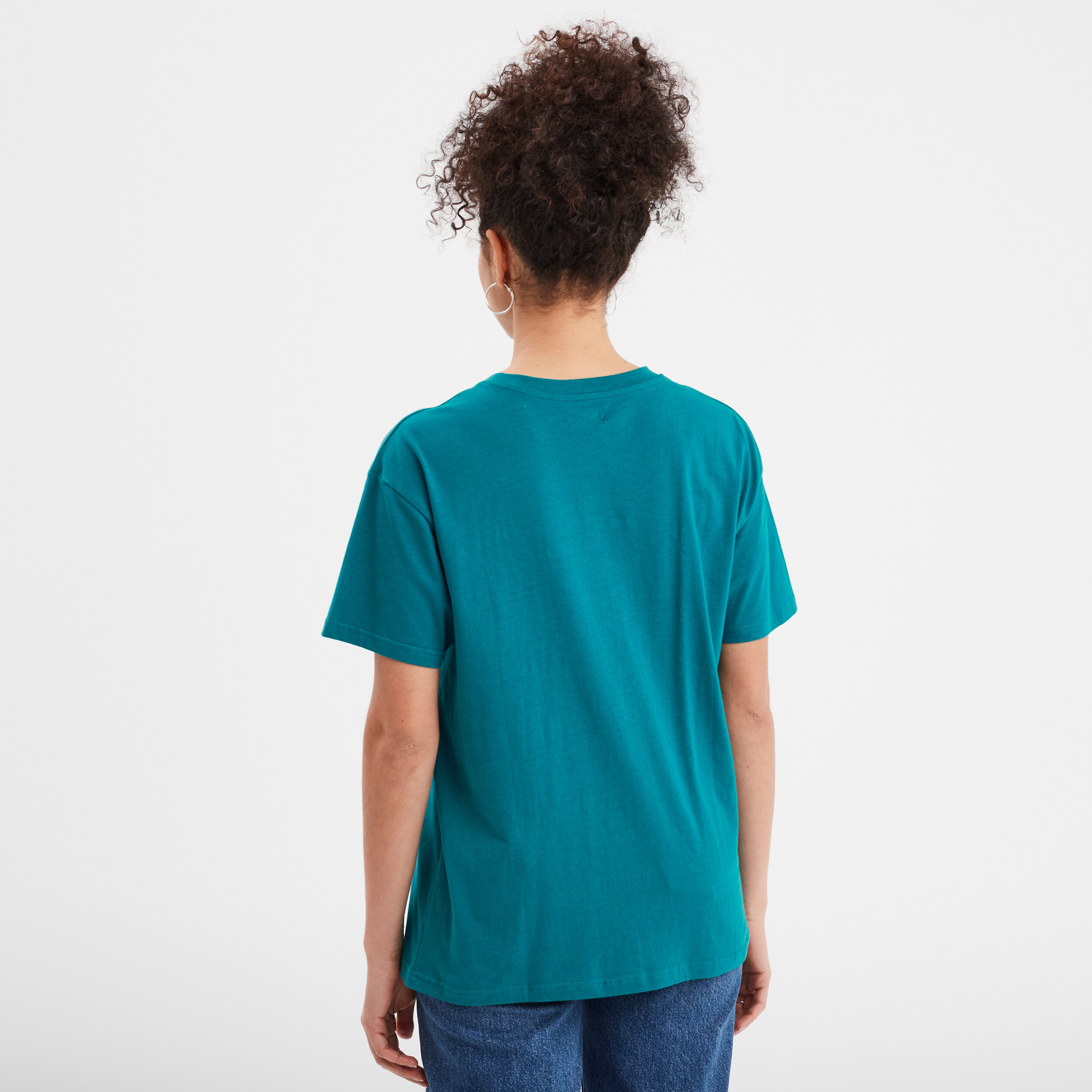 t shirt droit a manches courtes en coton vert emeraude femme T-shirt droit à manches courtes en coton vert émeraude femme