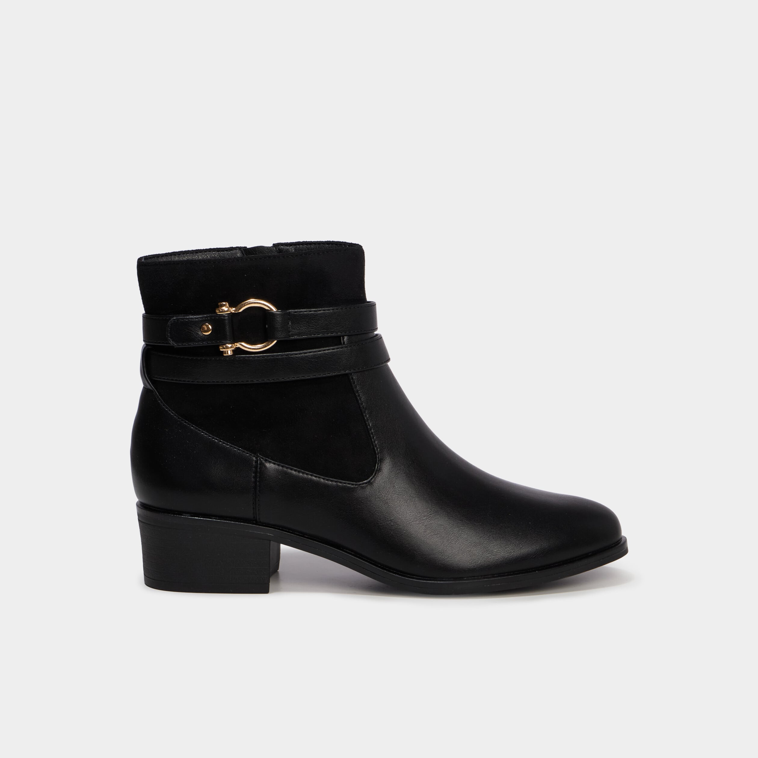Boots chelsea d&eacute;tails boucles noir femme