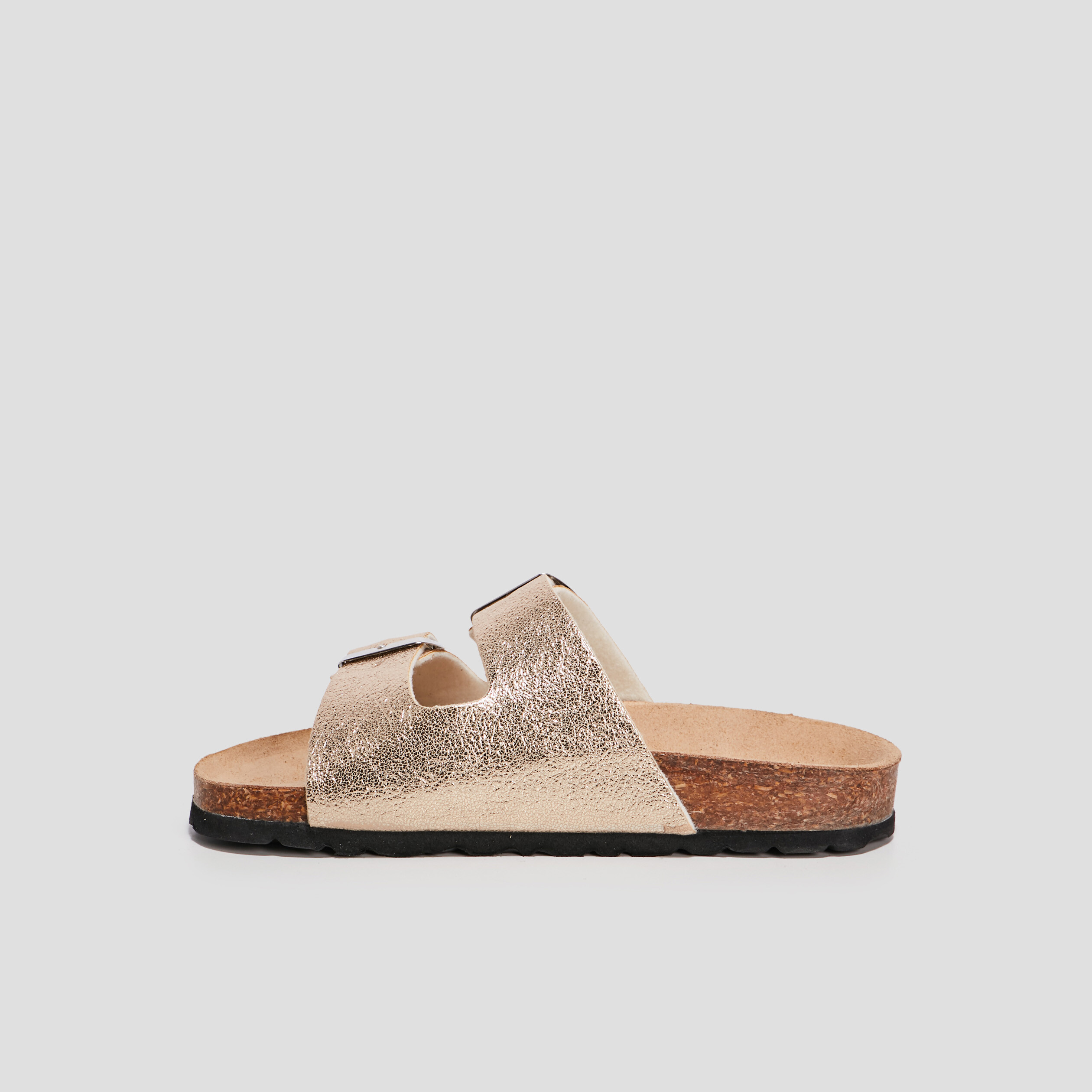 Mules avec doubles boucles jaune or femme