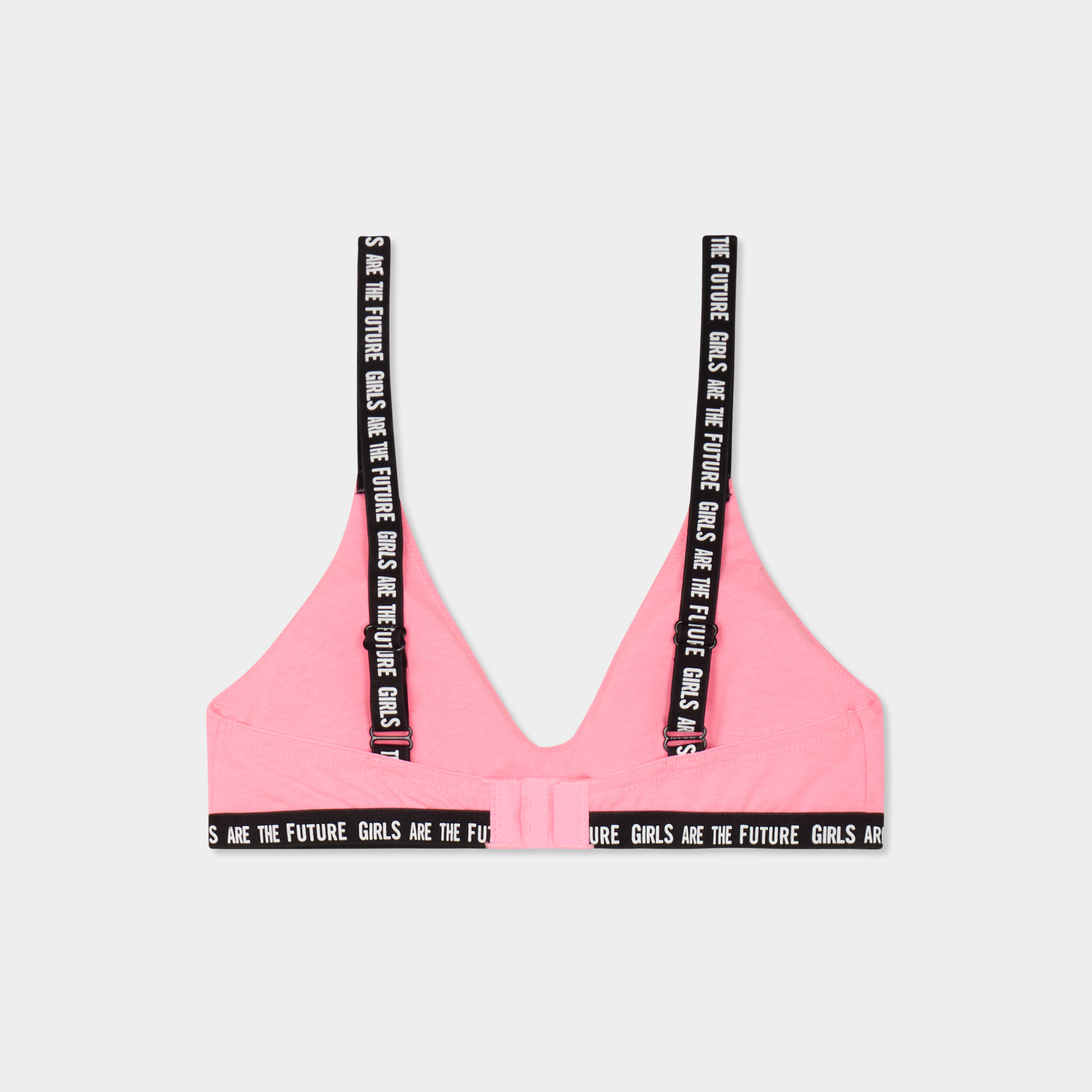 Lot 2 brassi&egrave;res forme triangle coton rose fluo fille