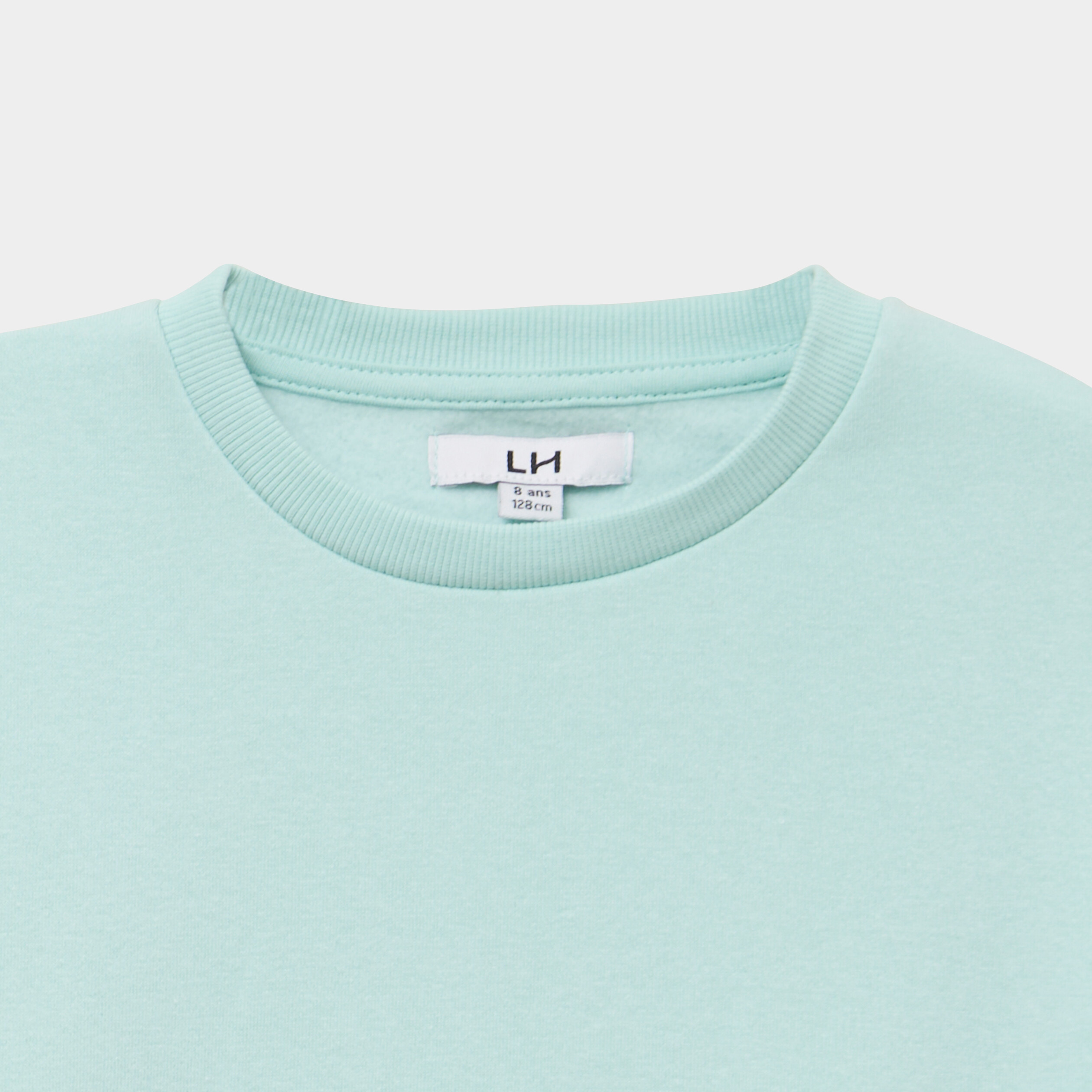 Sweat col rond manches longues bleu turquoise fille