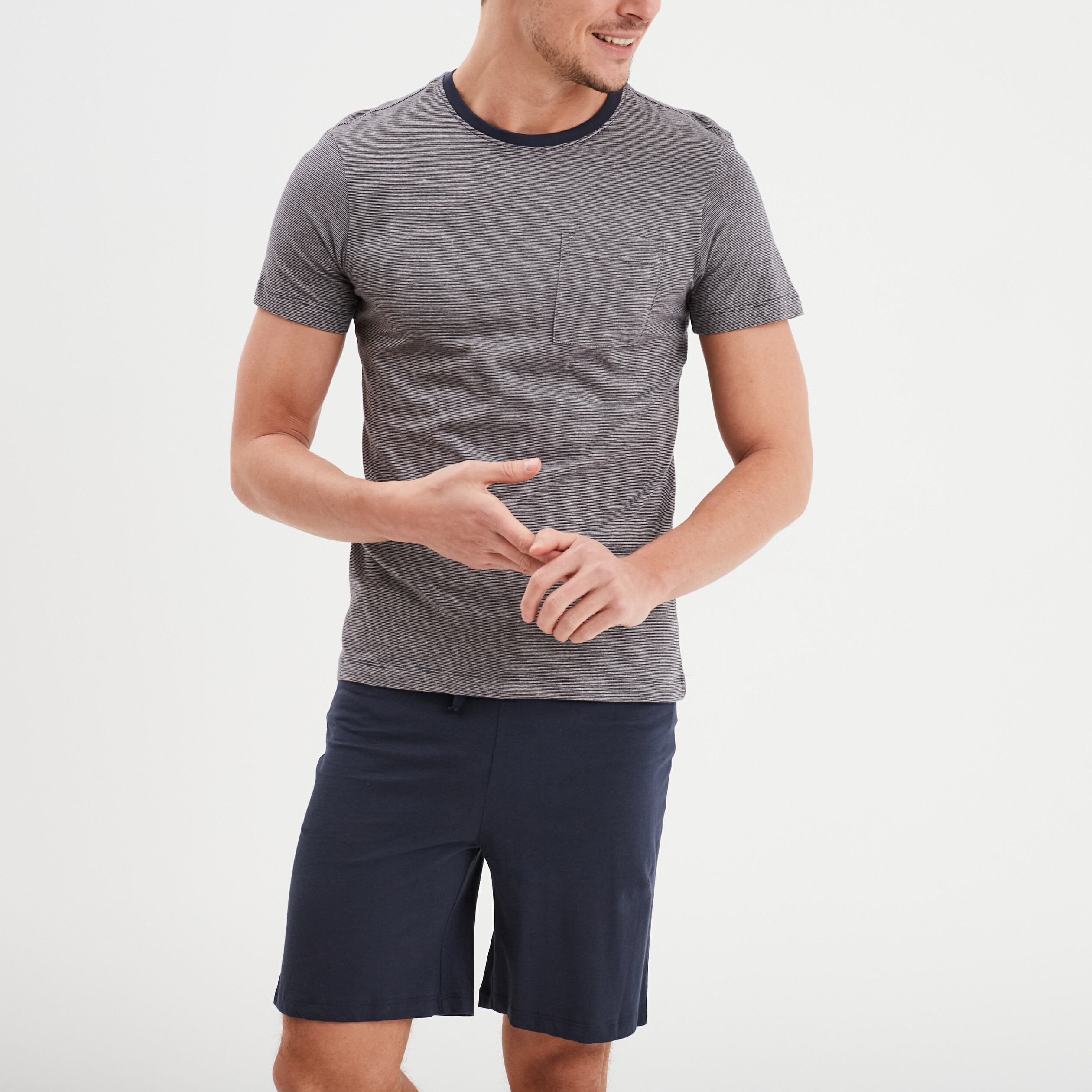 ensemble pyjama short et t shirt coton bleu marine homme Ensemble pyjama short et t-shirt coton bleu marine homme