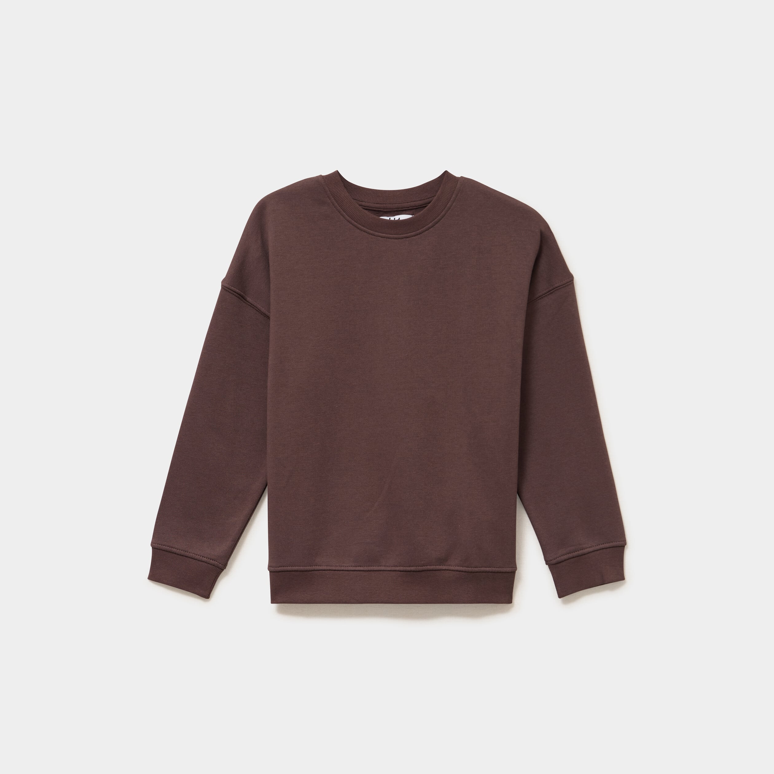 Sweat oversize manches longues col rond marron fonc&eacute; gar&ccedil;on