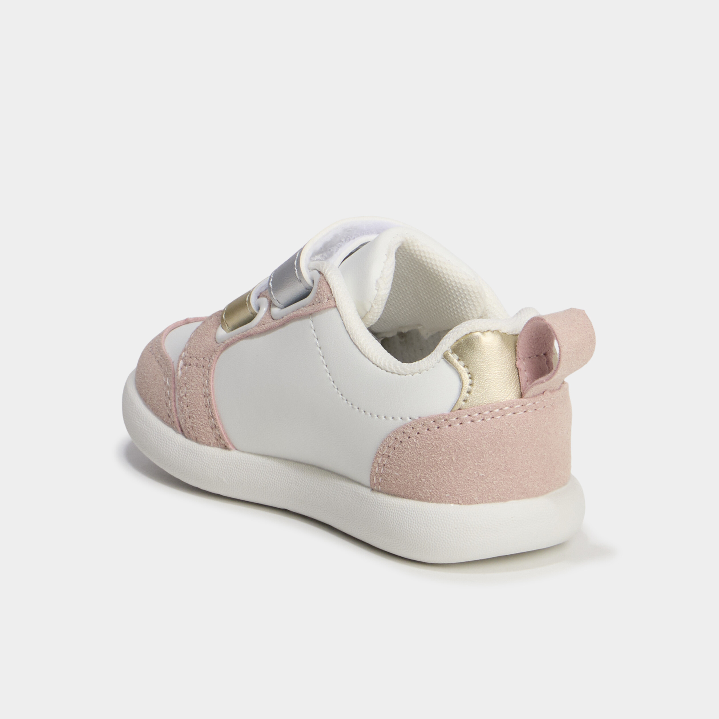 Tennis basses &agrave; scratchs semelle souple blanc b&eacute;b&eacute; fille