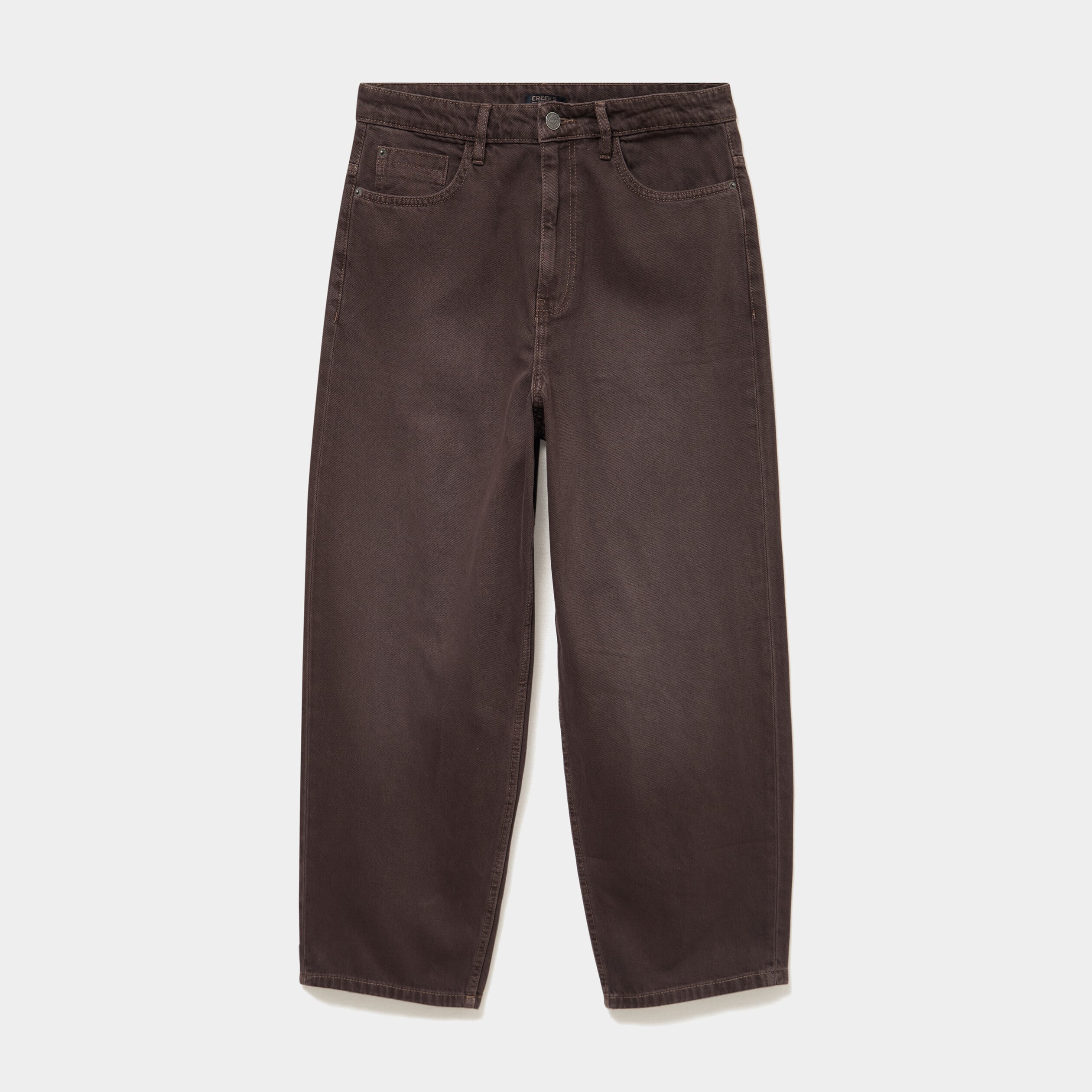 Jean large baggy 5 poches marron fonc&eacute; homme