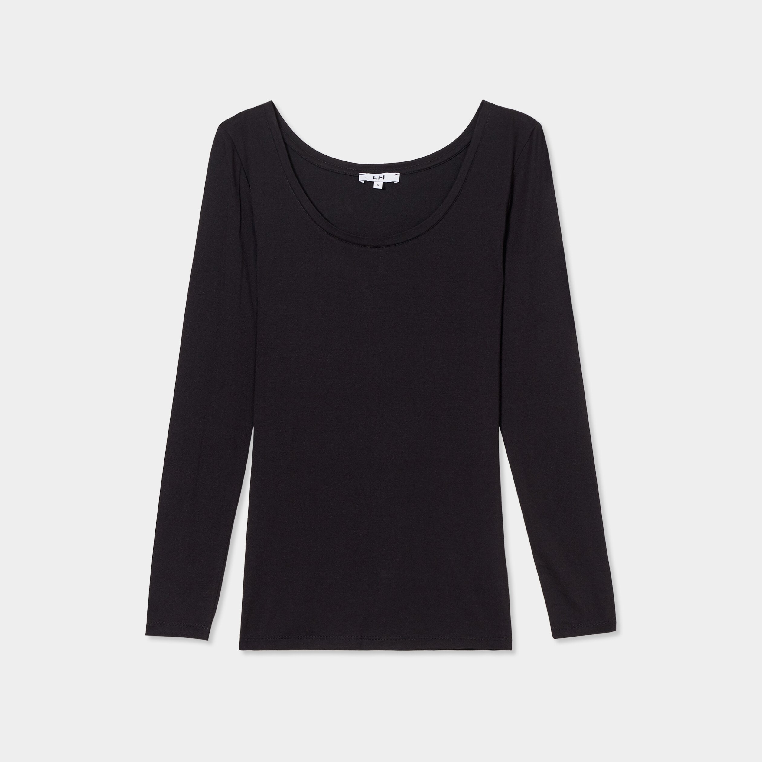 t shirt thermique ajuste manches longues noir femme T-shirt thermique ajusté manches longues noir femme