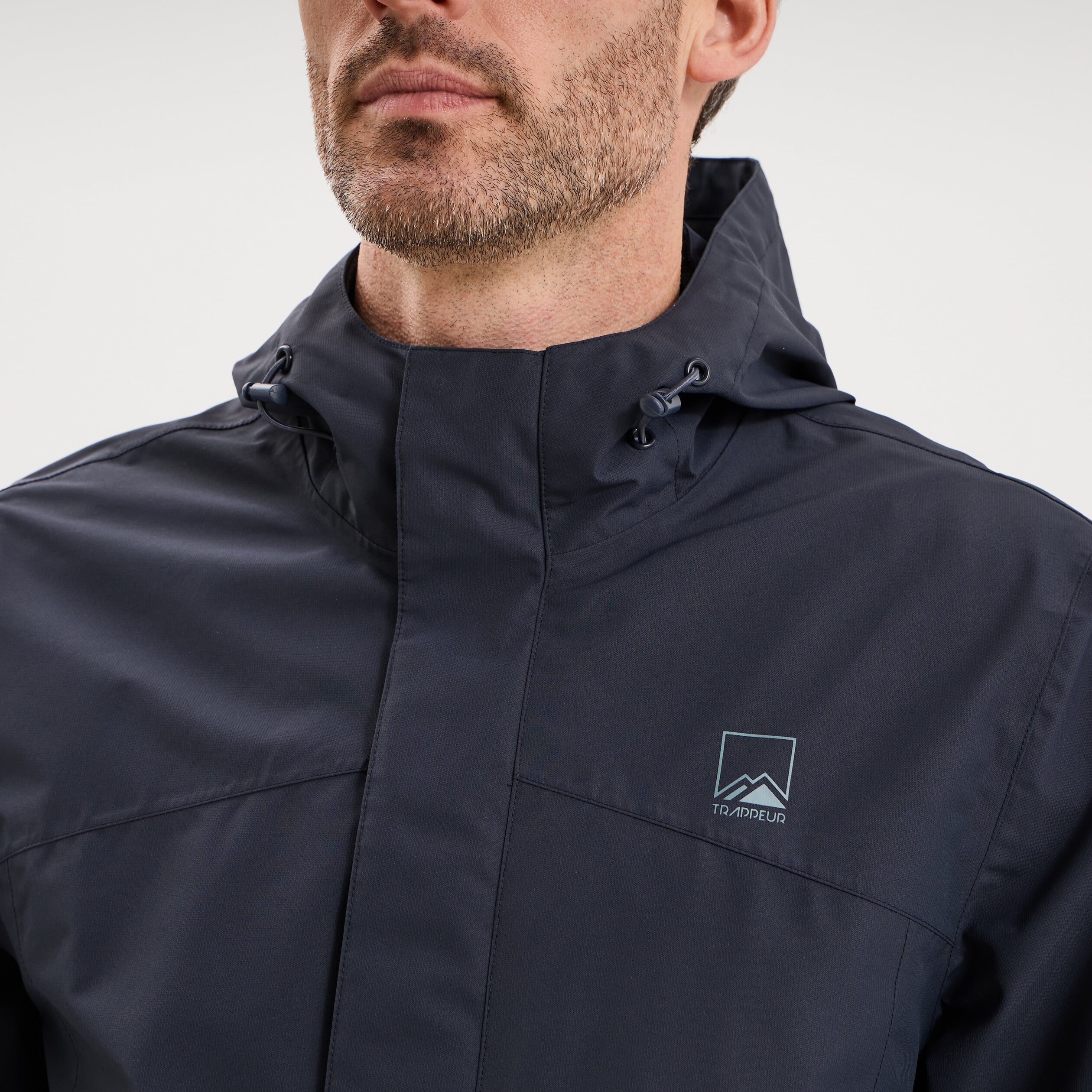 Blouson coupe-vent imperm&eacute;able &agrave; capuche bleu fonc&eacute; homme
