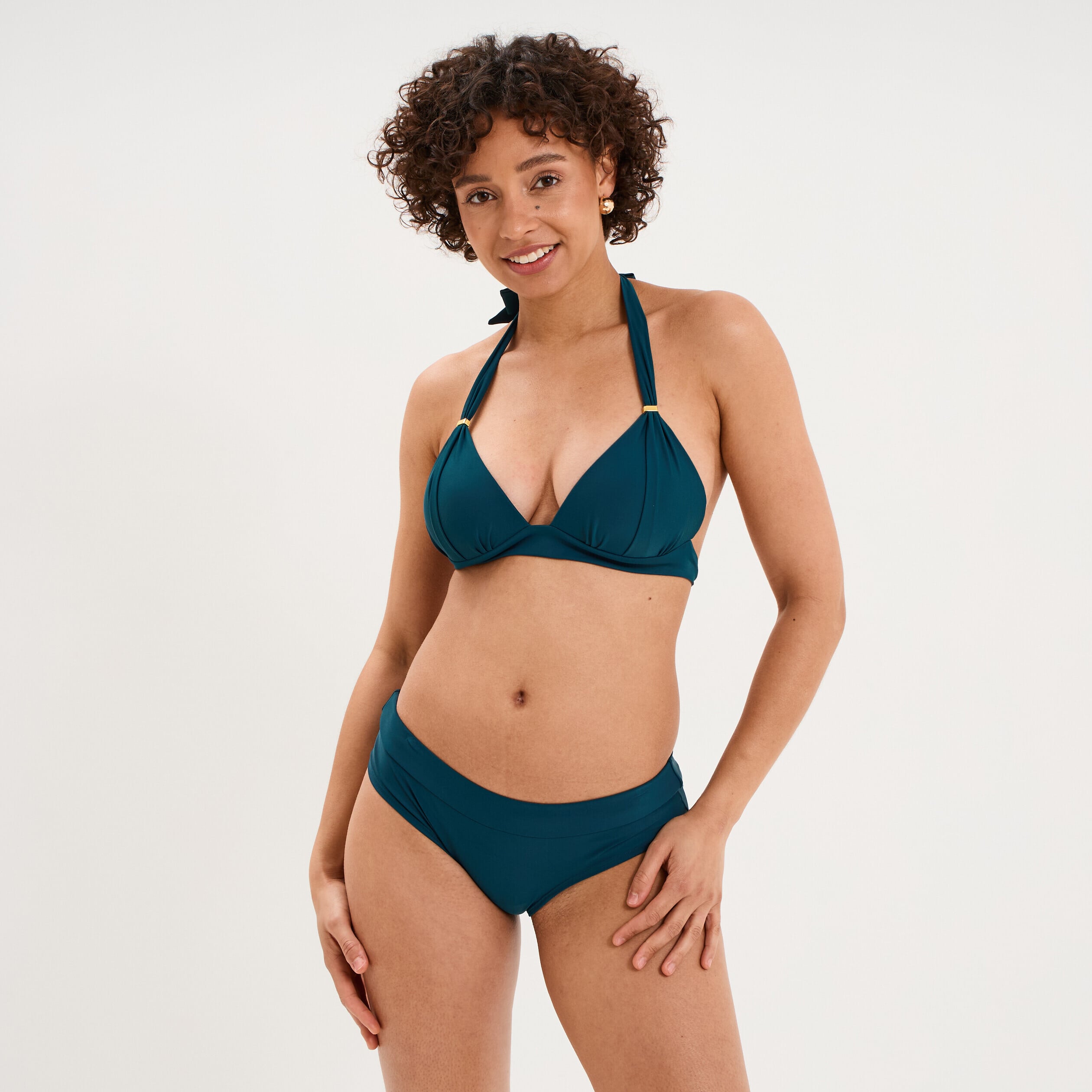 Bas de maillot de bain shorty bleu p&eacute;trole femme