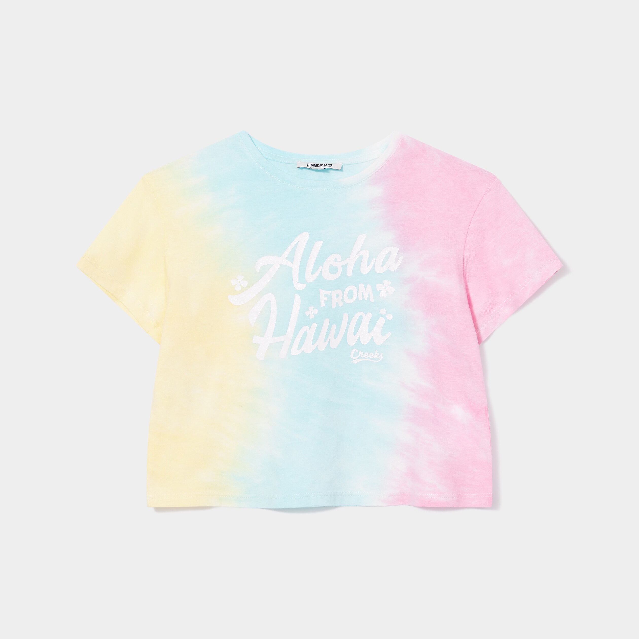T-shirt droit court col rond Creeks blanc fille