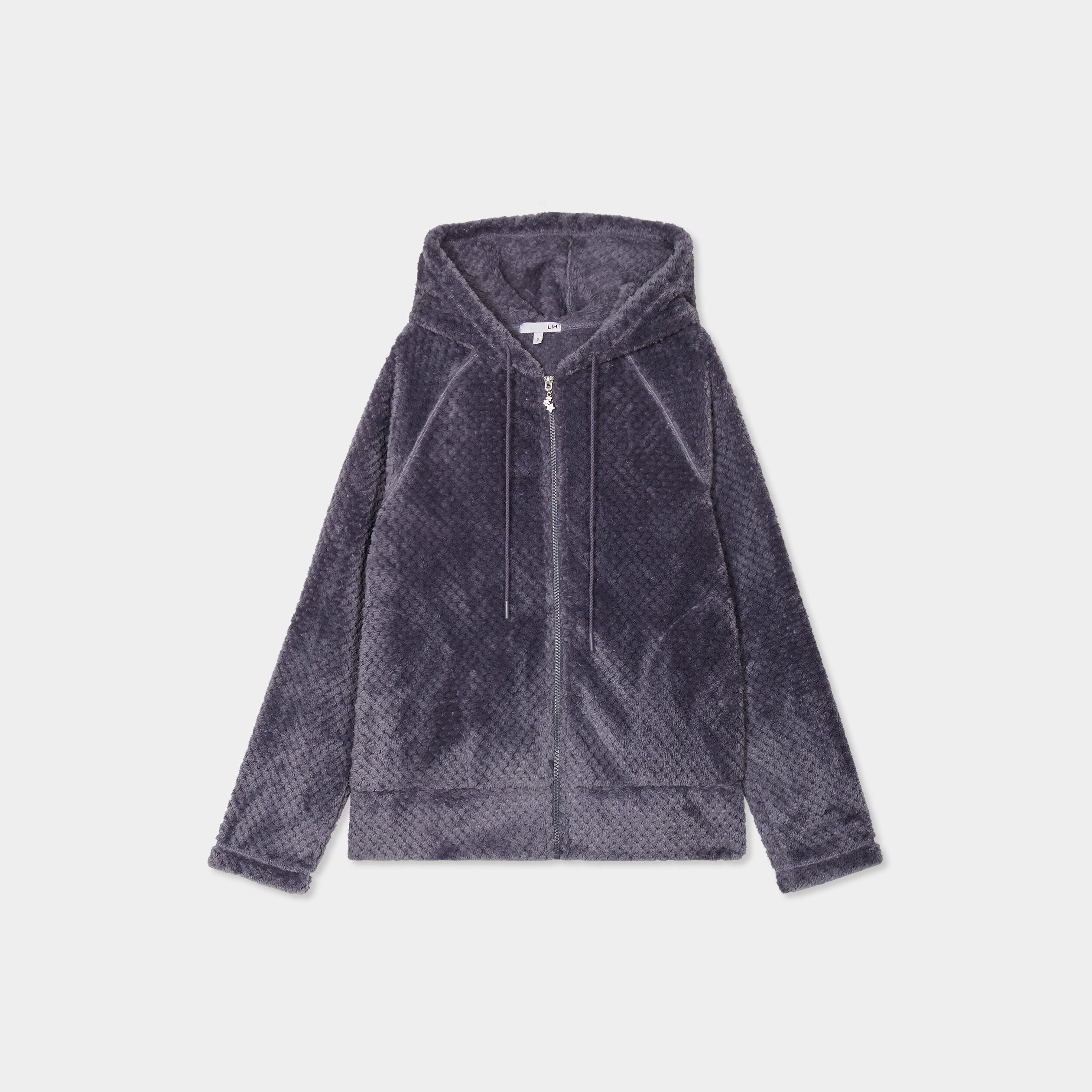 Veste de pyjama effet polaire bleu gris femme