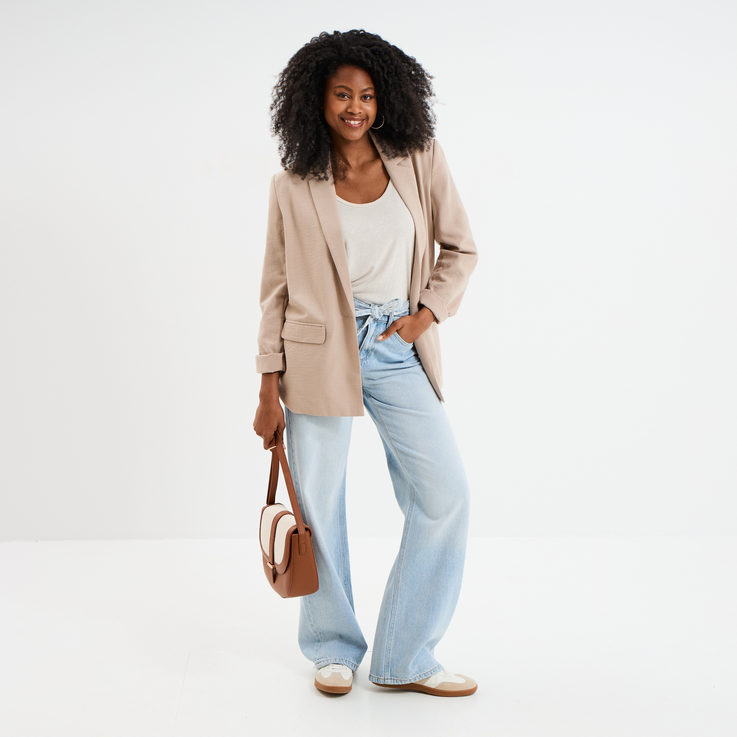 debardeur col rond lin melange gris clair femme Débardeur col rond lin mélangé gris clair femme