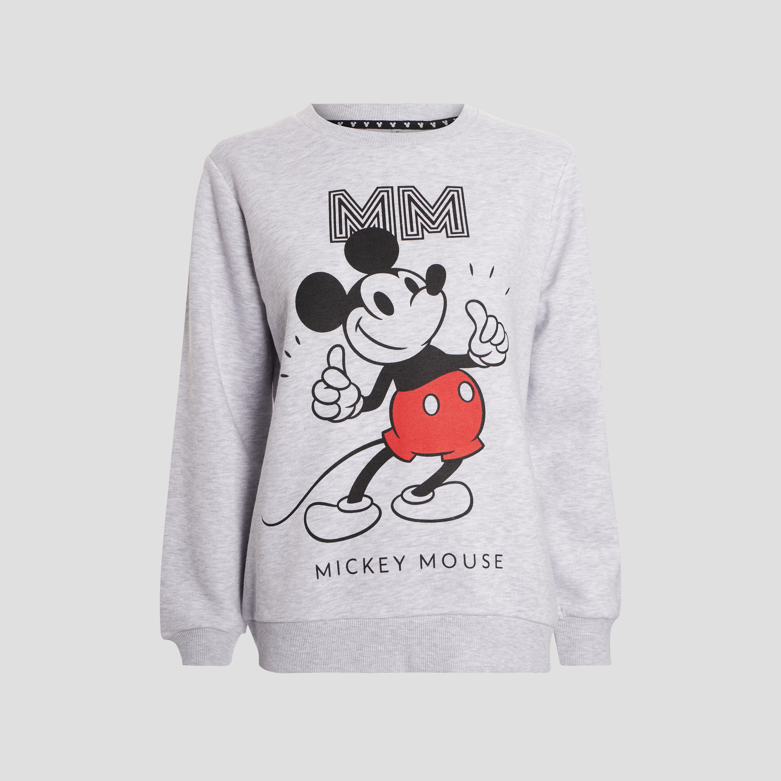 sweat a col rond mickey gris femme Sweat à col rond Mickey gris femme
