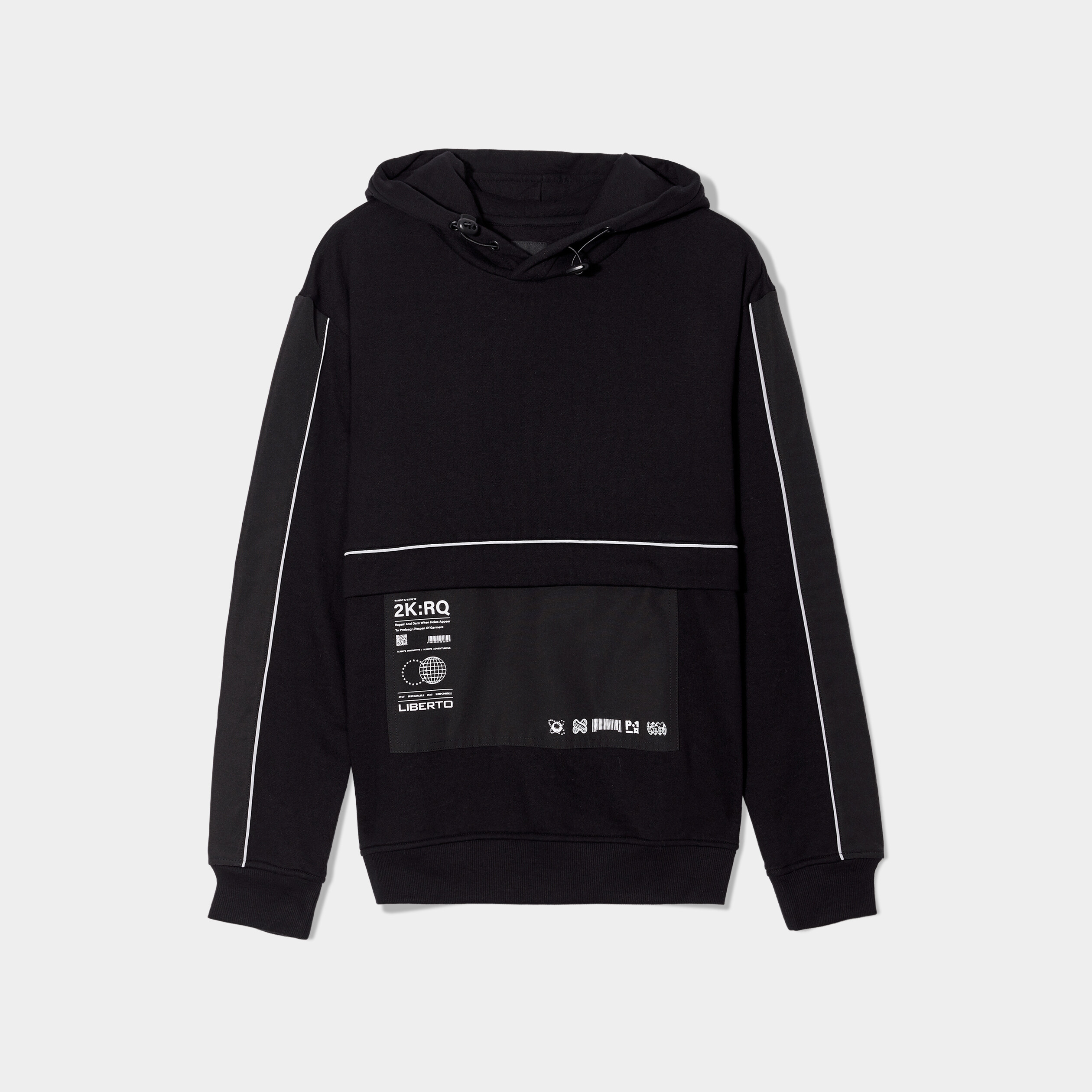 Sweat à capuche hoodie Liberto bimatière noir homme