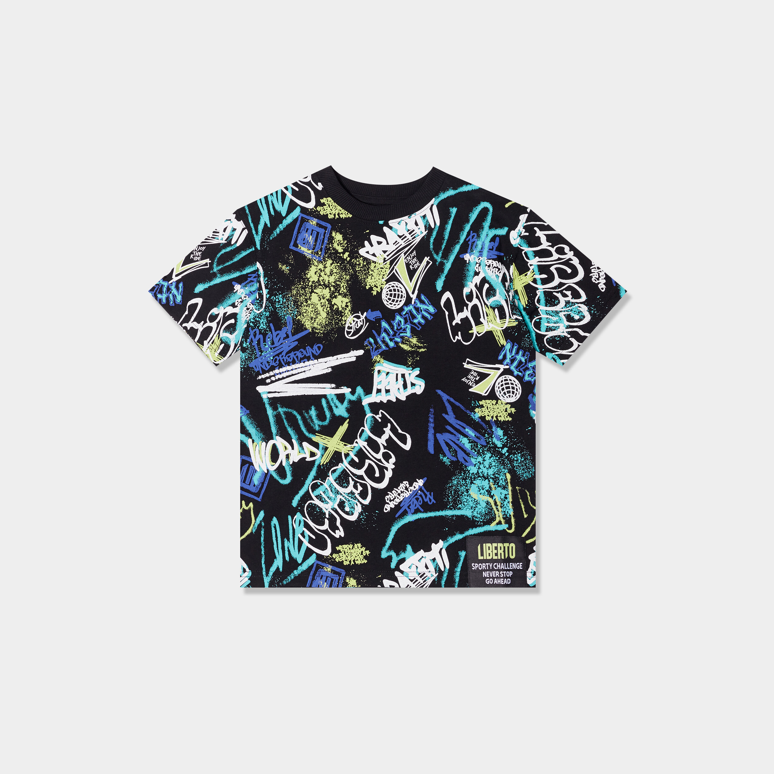 t shirt col rond manches courtes liberto noir garcon T-shirt col rond manches courtes Liberto noir garçon