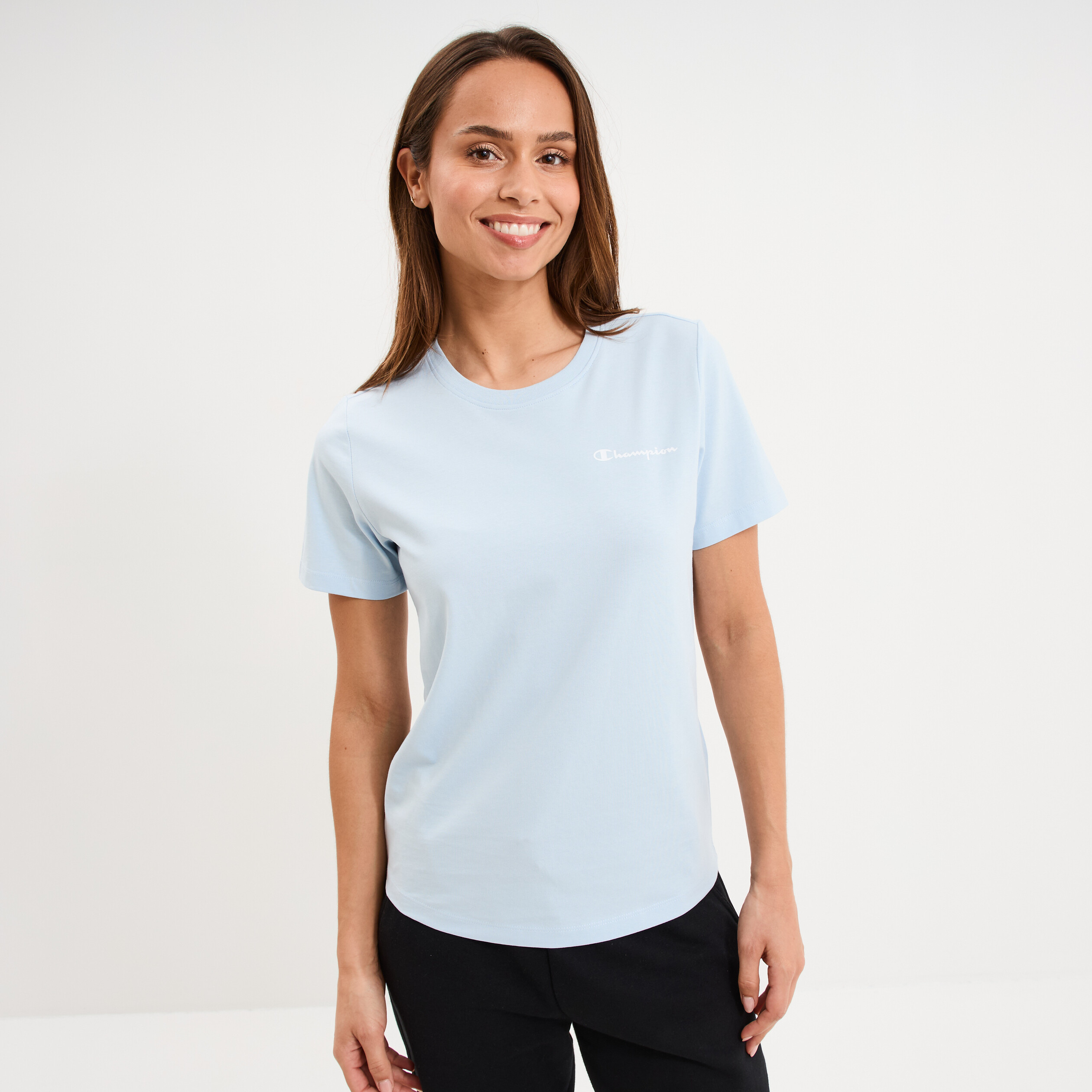 T-shirt manches courtes coton Champion bleu ciel femme