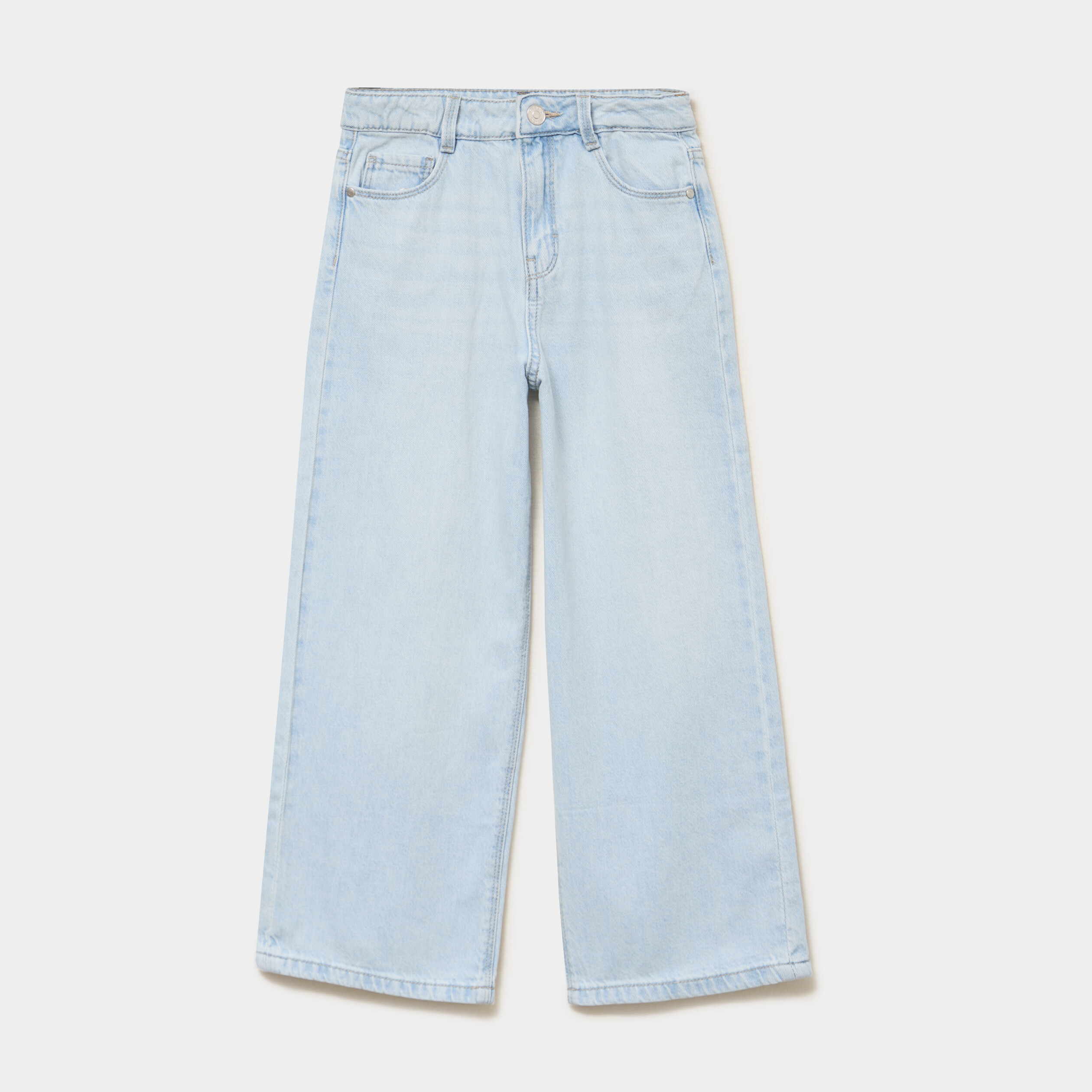 Jean large taille ajustable coton denim bleach fille