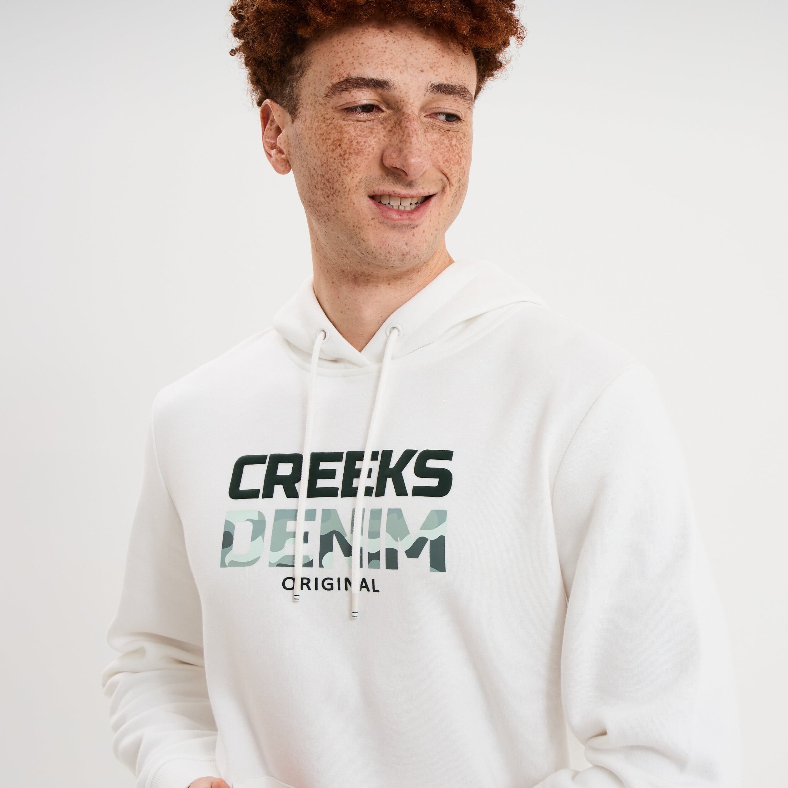 Sweat hoodie molleton Creeks blanc homme