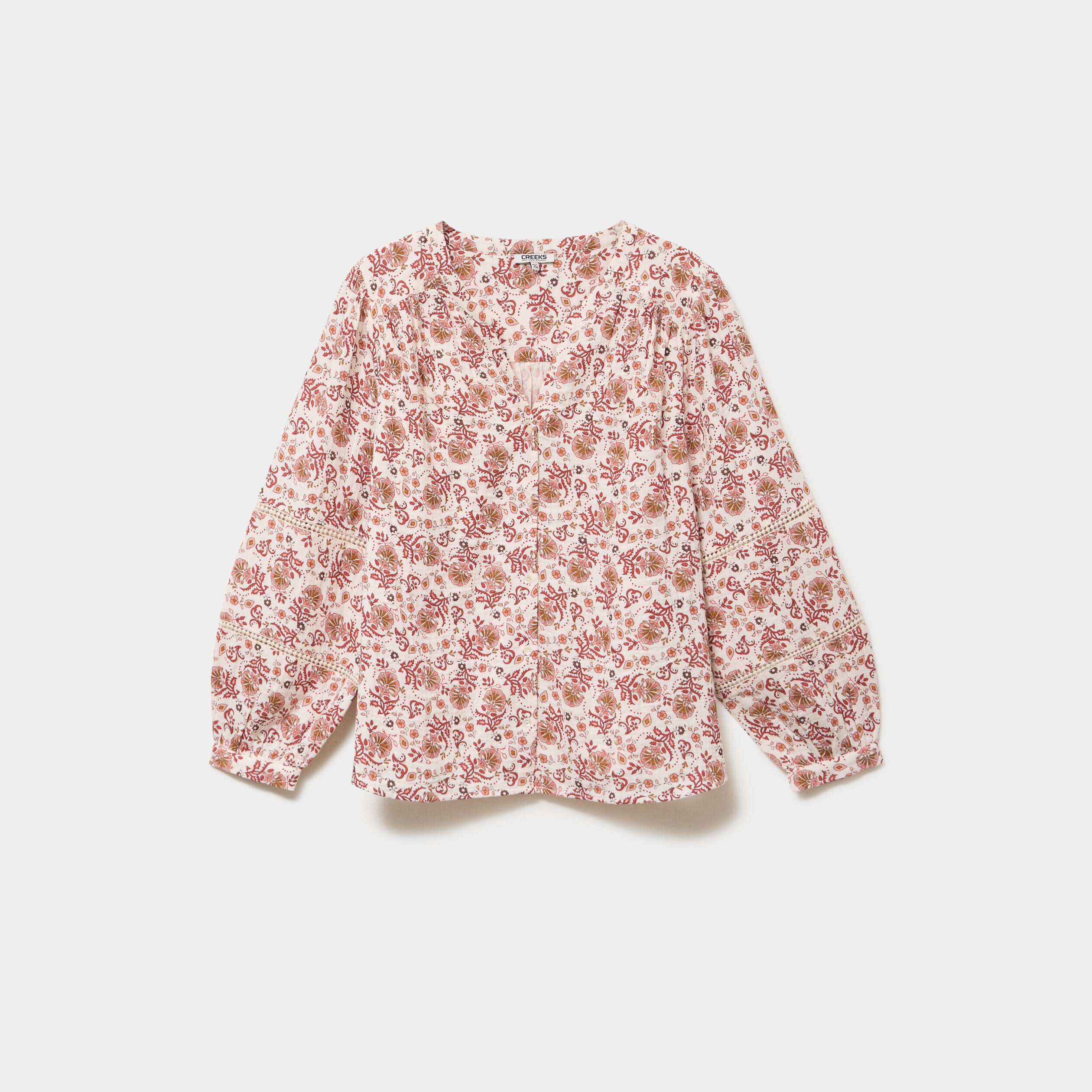 Blouse droite manches longues coton ecru femme grande taille