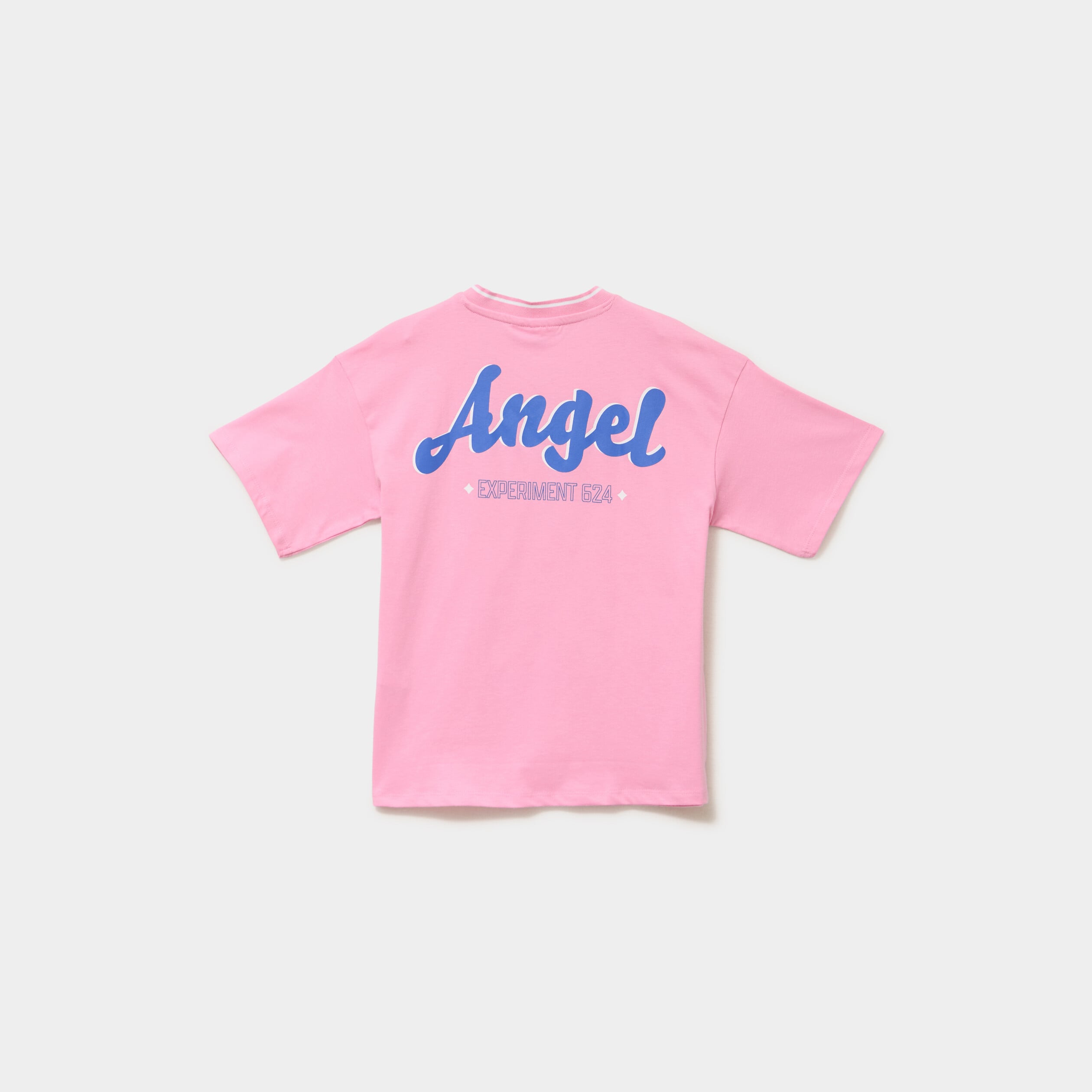 T-shirt col en V coton Stitch rose fluo fille