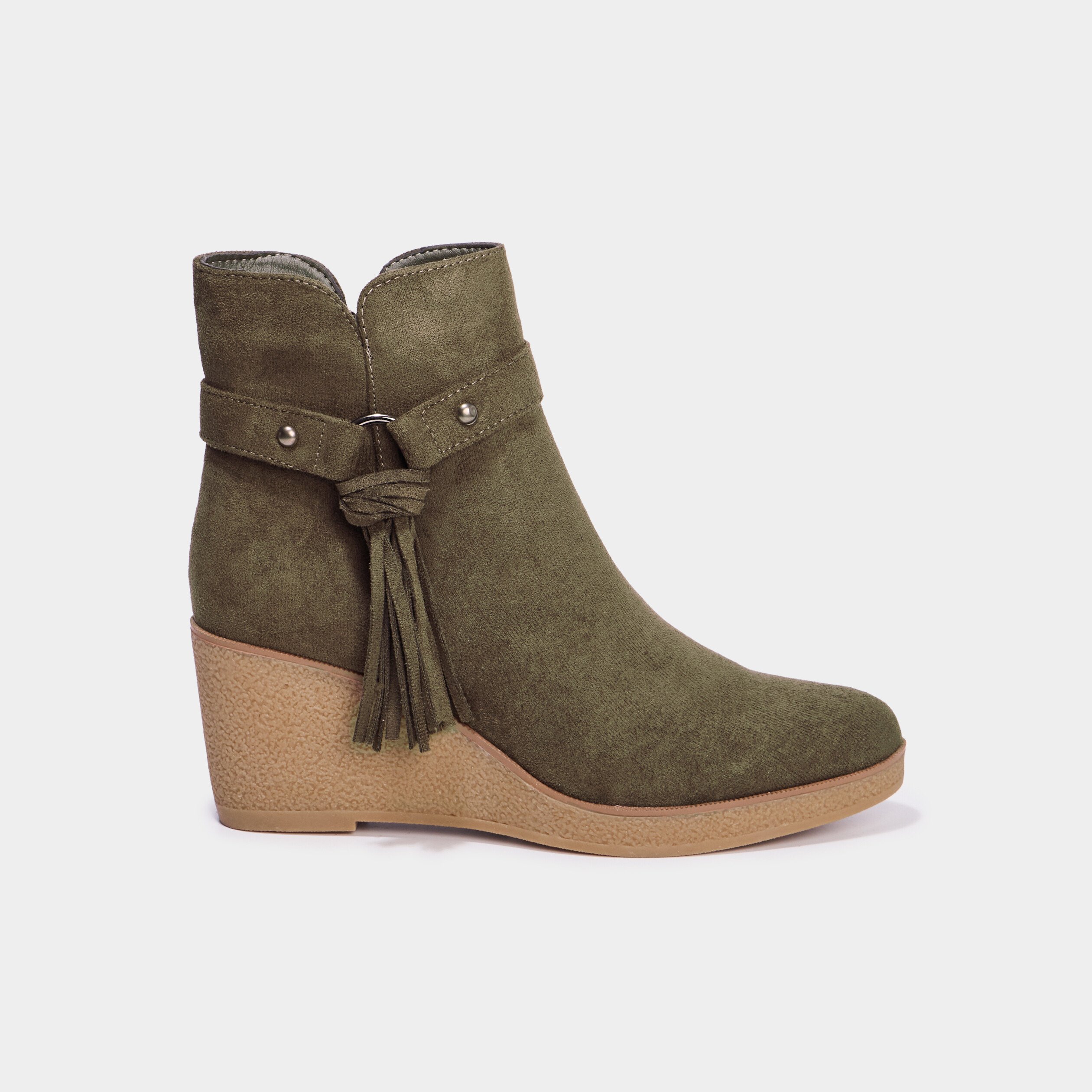 Boots compensées vert kaki femme
