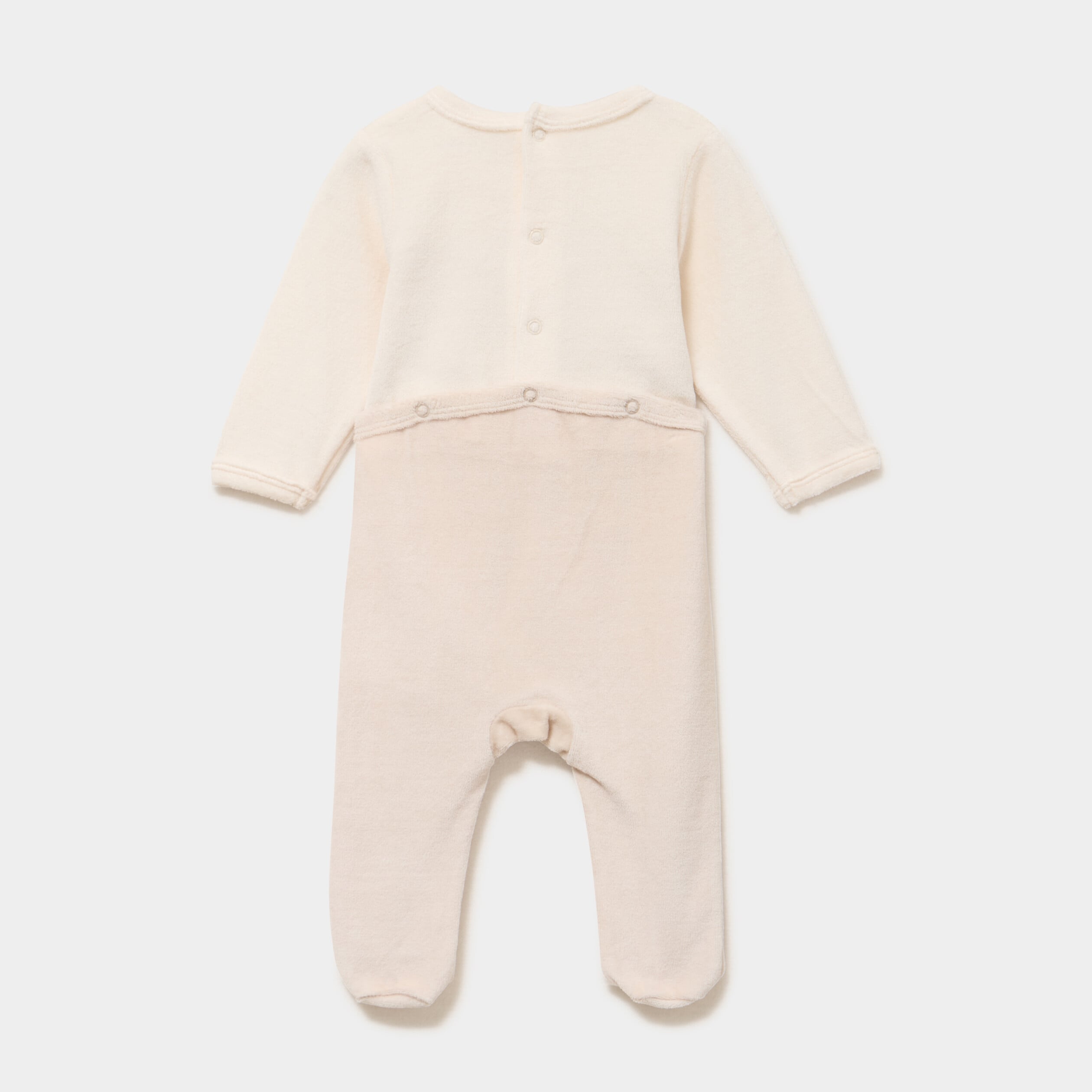 Dors-bien velours manches longues beige b&eacute;b&eacute;