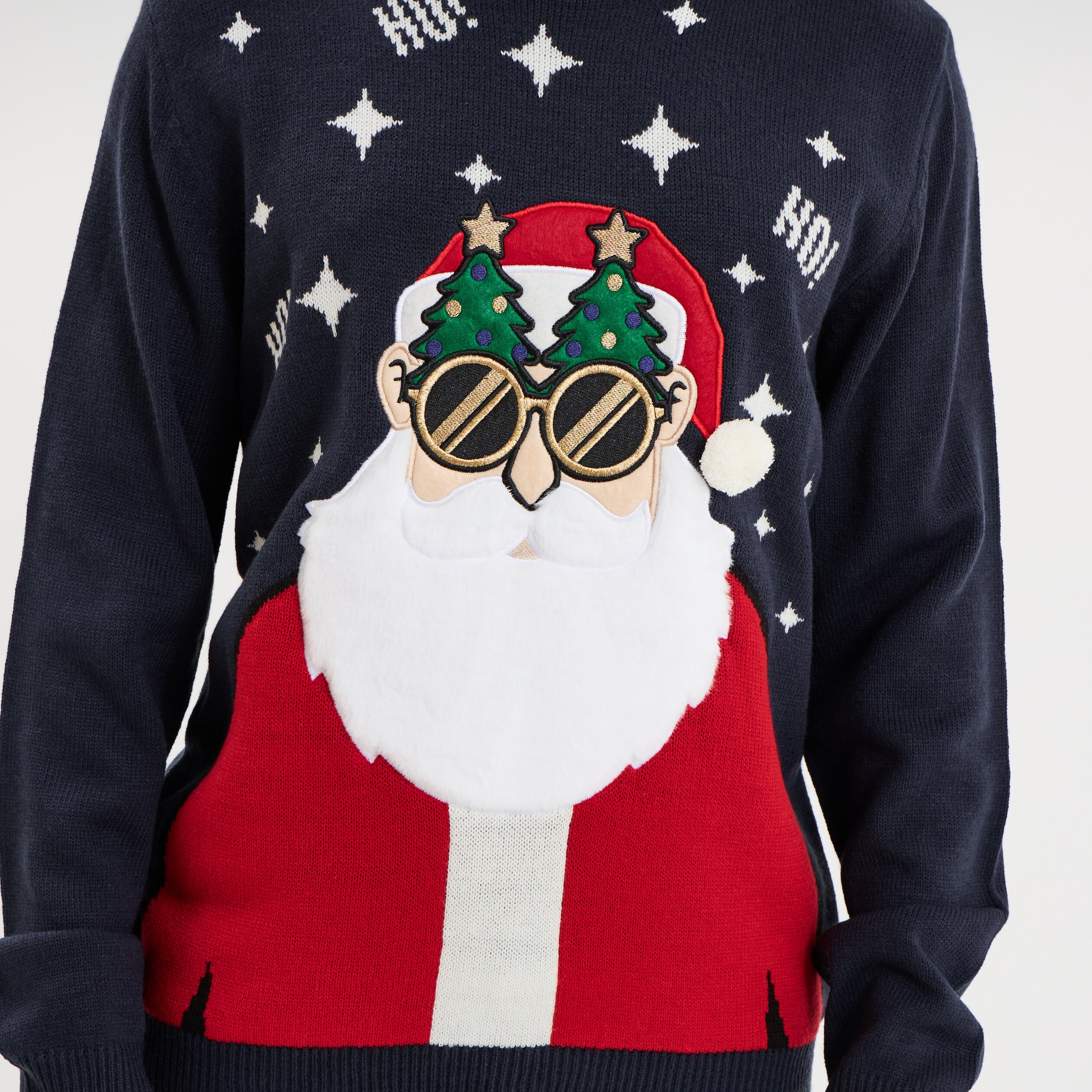 Pull de No&euml;l manches longues bleu marine homme