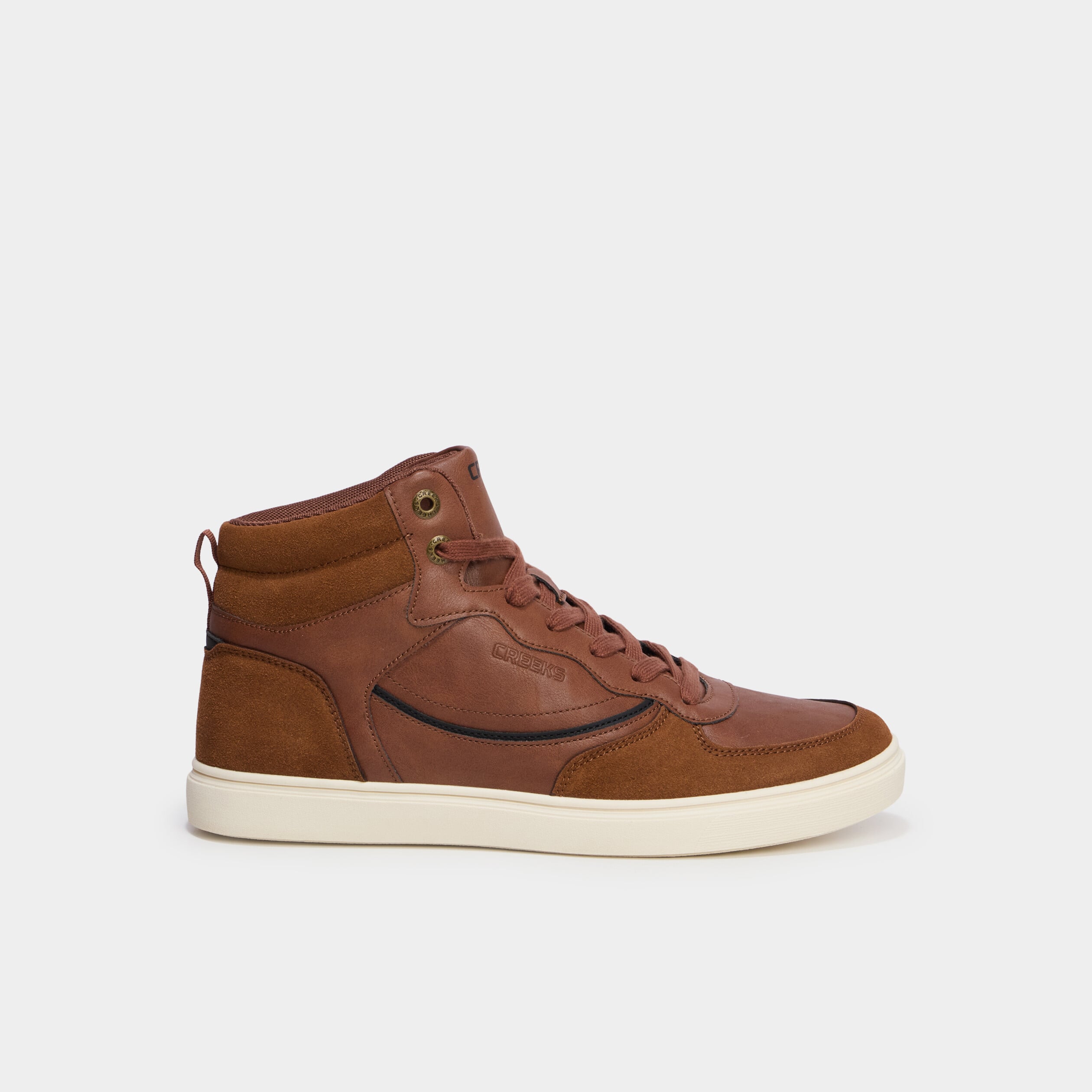 Baskets montantes &agrave; lacets marron homme