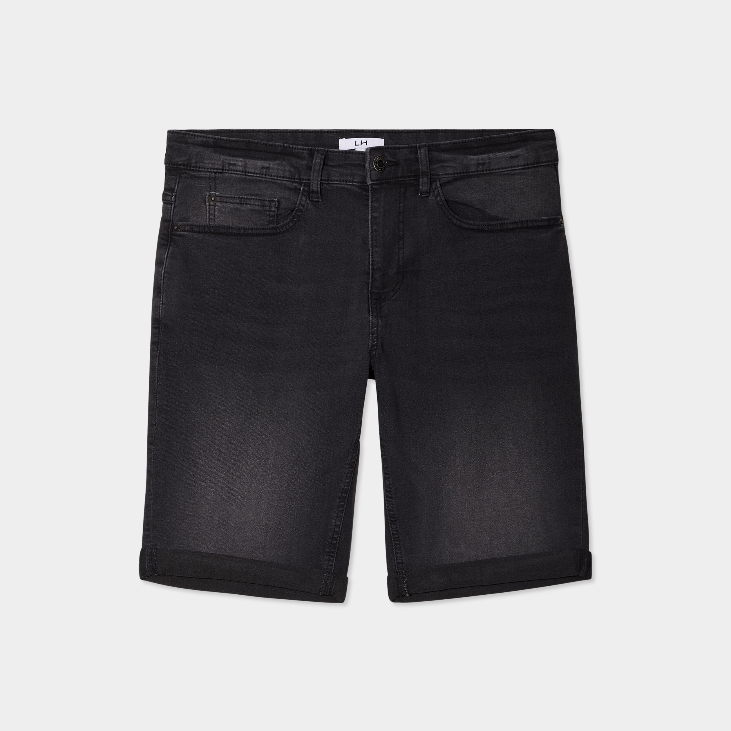 Bermuda stretch droit en jean denim noir homme