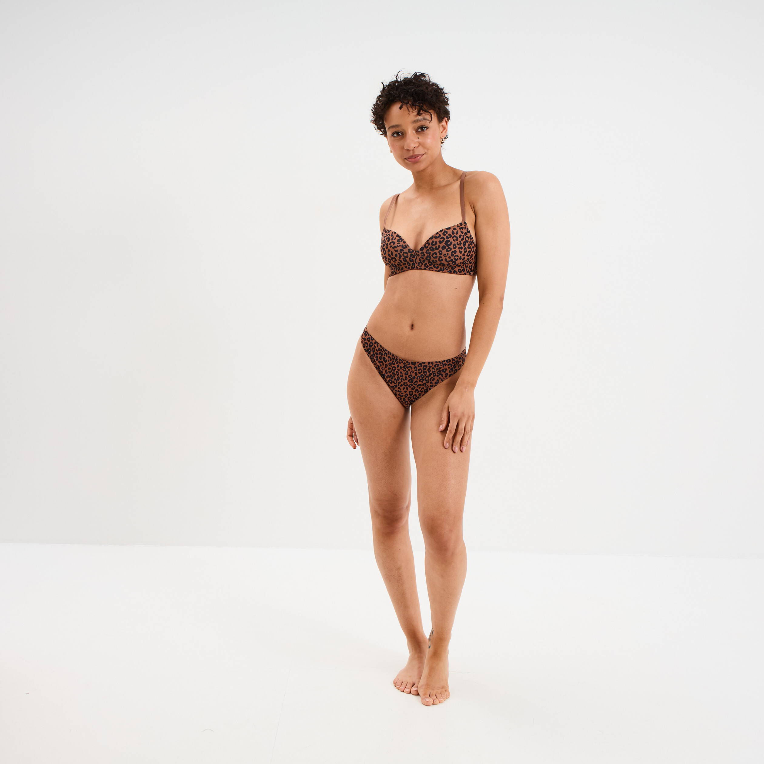 String microfibre sans coutures marron femme