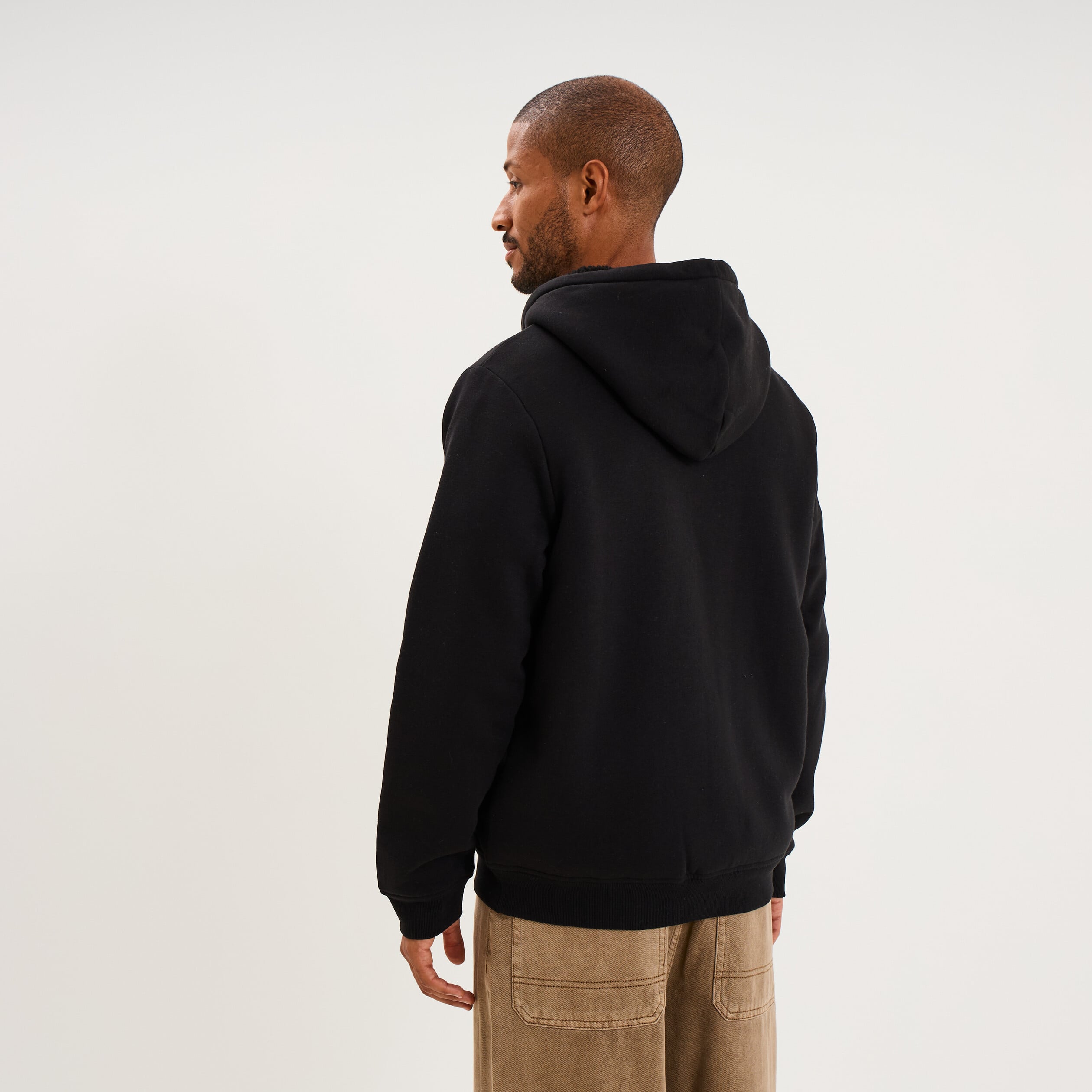 Sweat zipp&eacute; &agrave; capuche doubl&eacute; noir homme