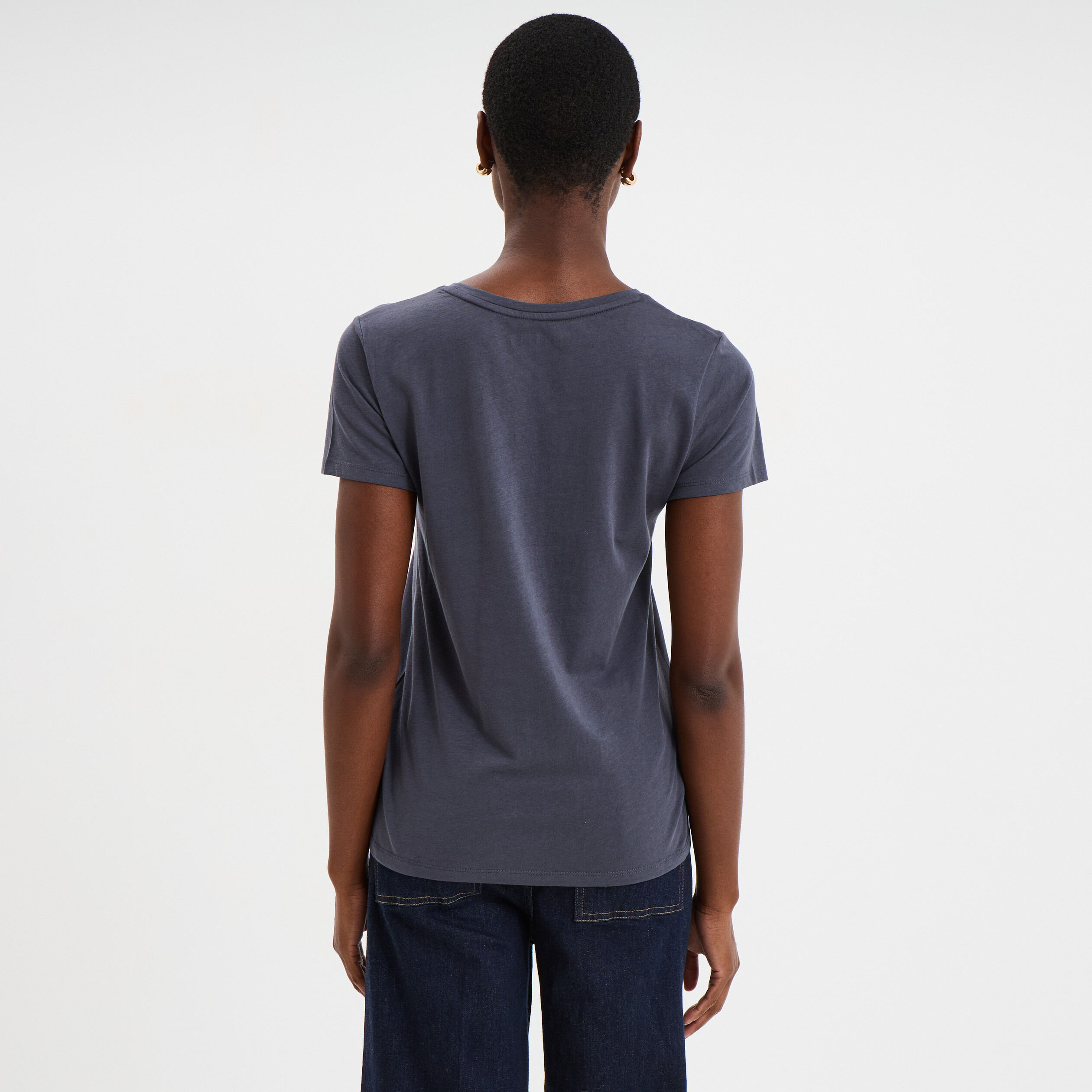 t shirt col rond manches courtes creeks bleu fonce femme T-shirt col rond manches courtes Creeks bleu foncé femme