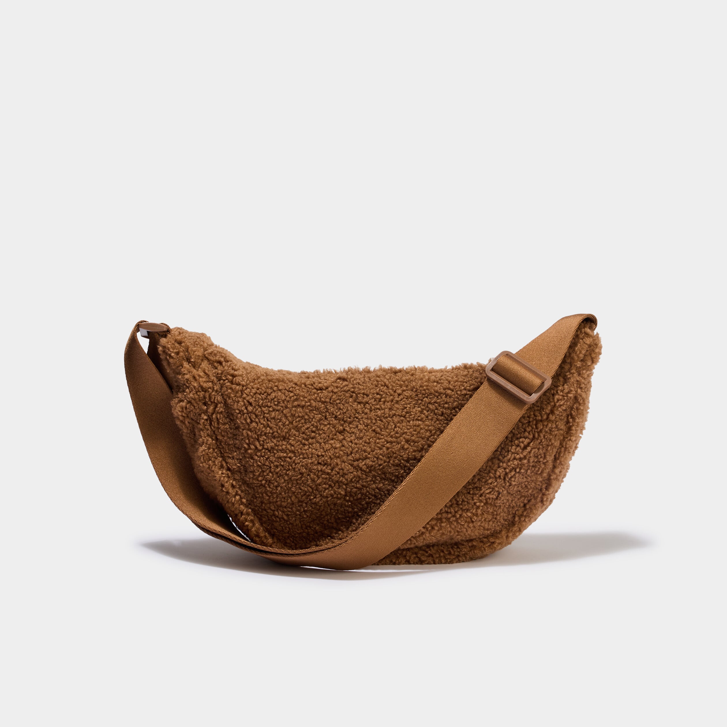 Sac banane effet polaire camel femme