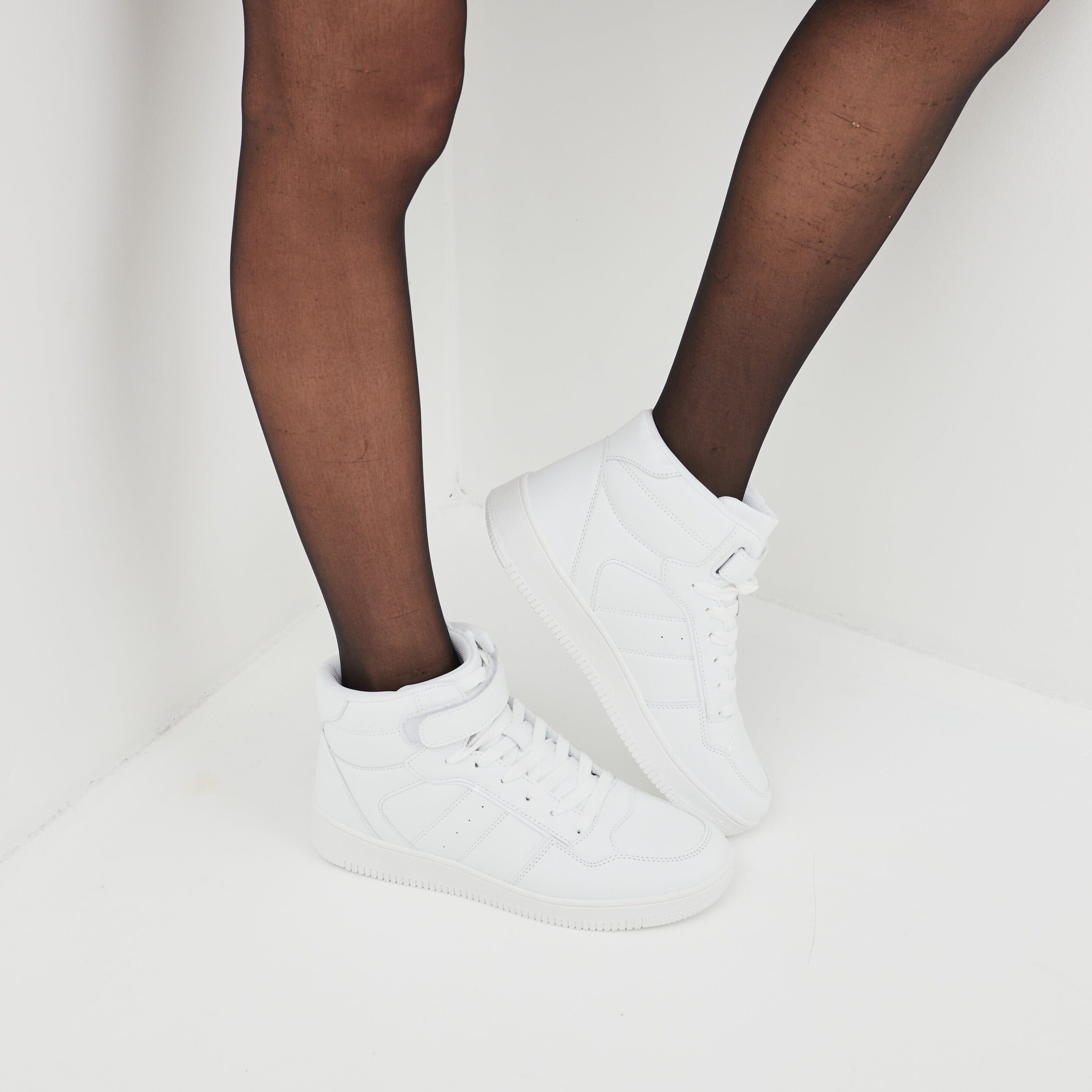 Baskets montantes &agrave; scratch blanc femme