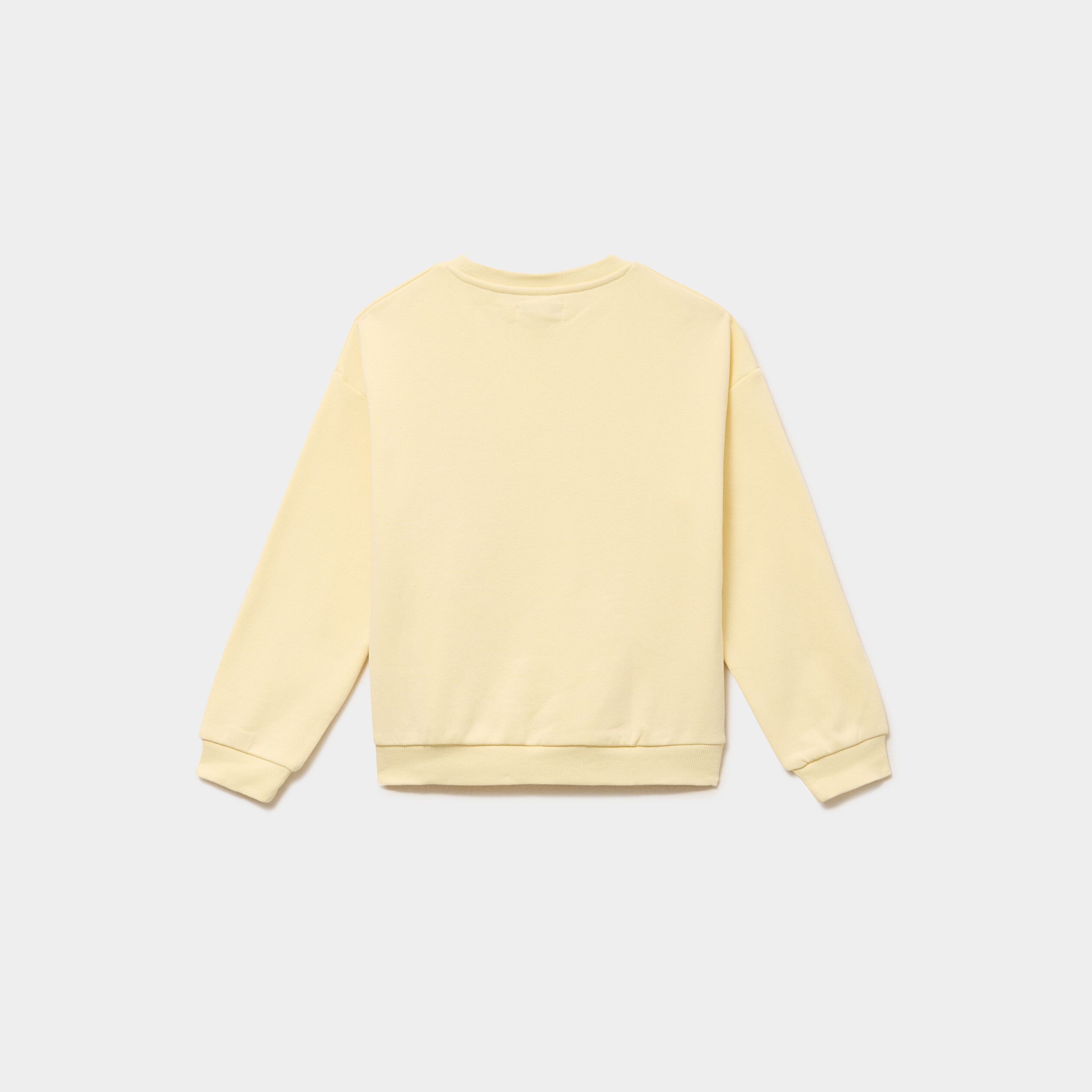 Sweat oversize col rond jaune clair fille