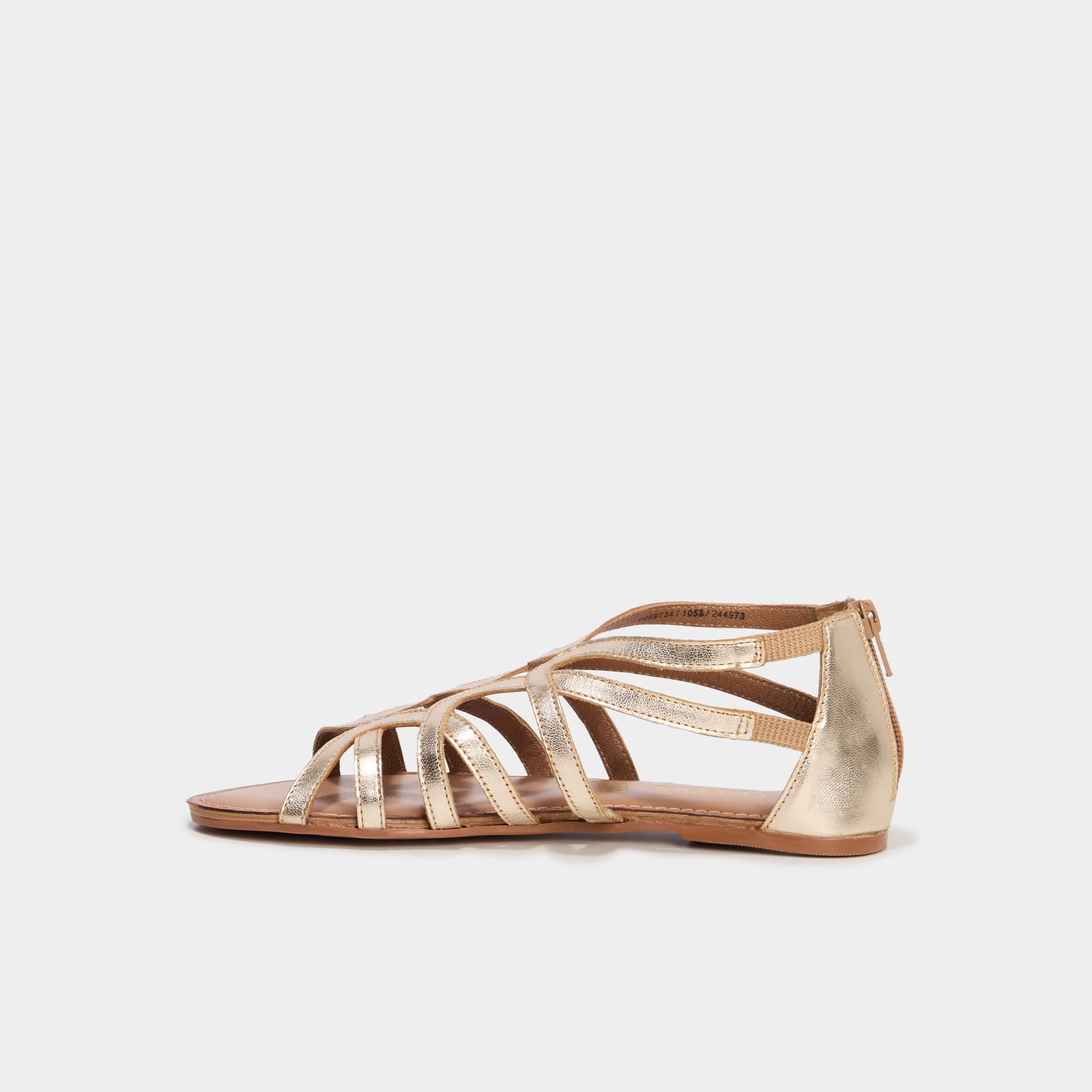 sandales plates en cuir jaune or femme Sandales plates en cuir jaune or femme