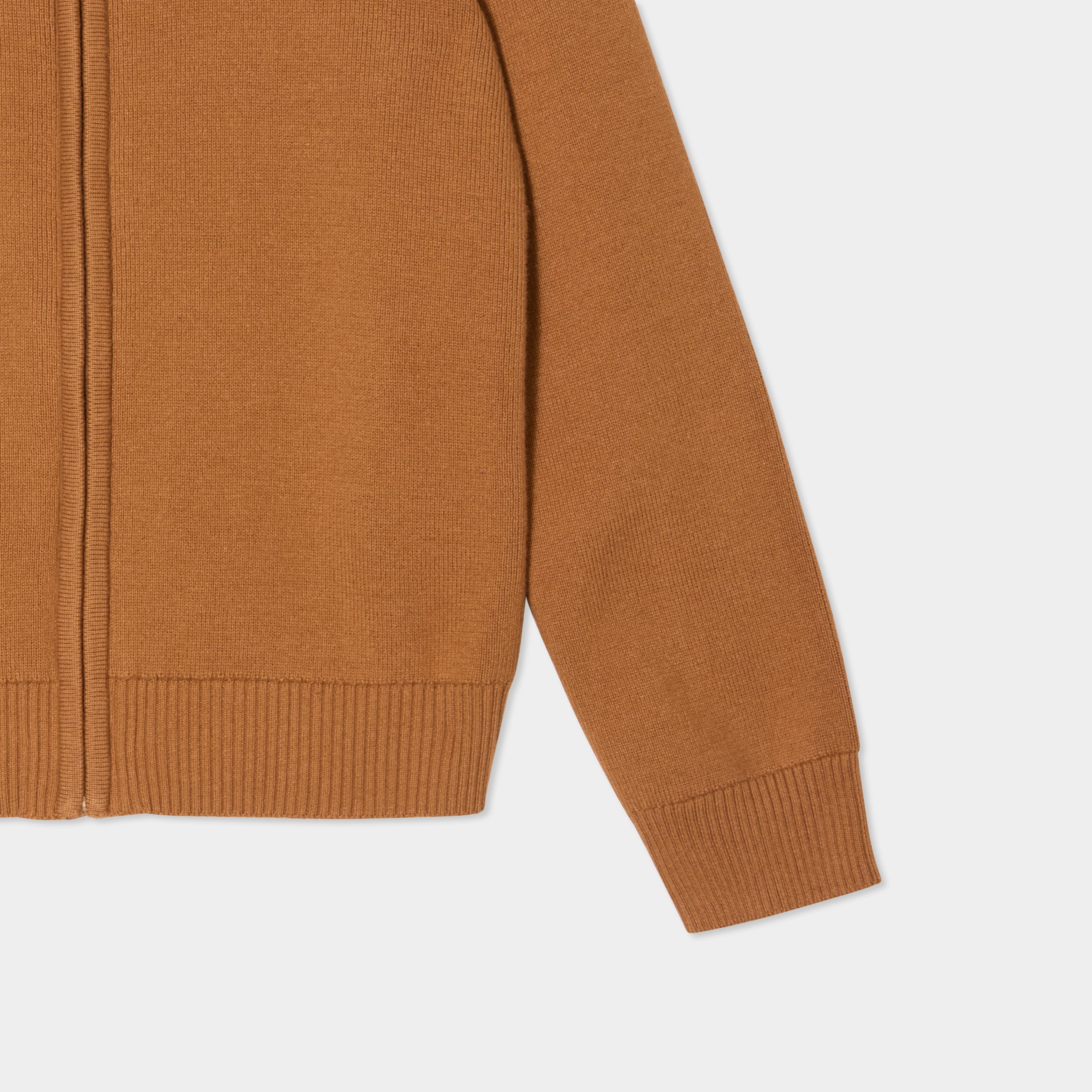 Gilet zipp&eacute; col montant coton camel gar&ccedil;on