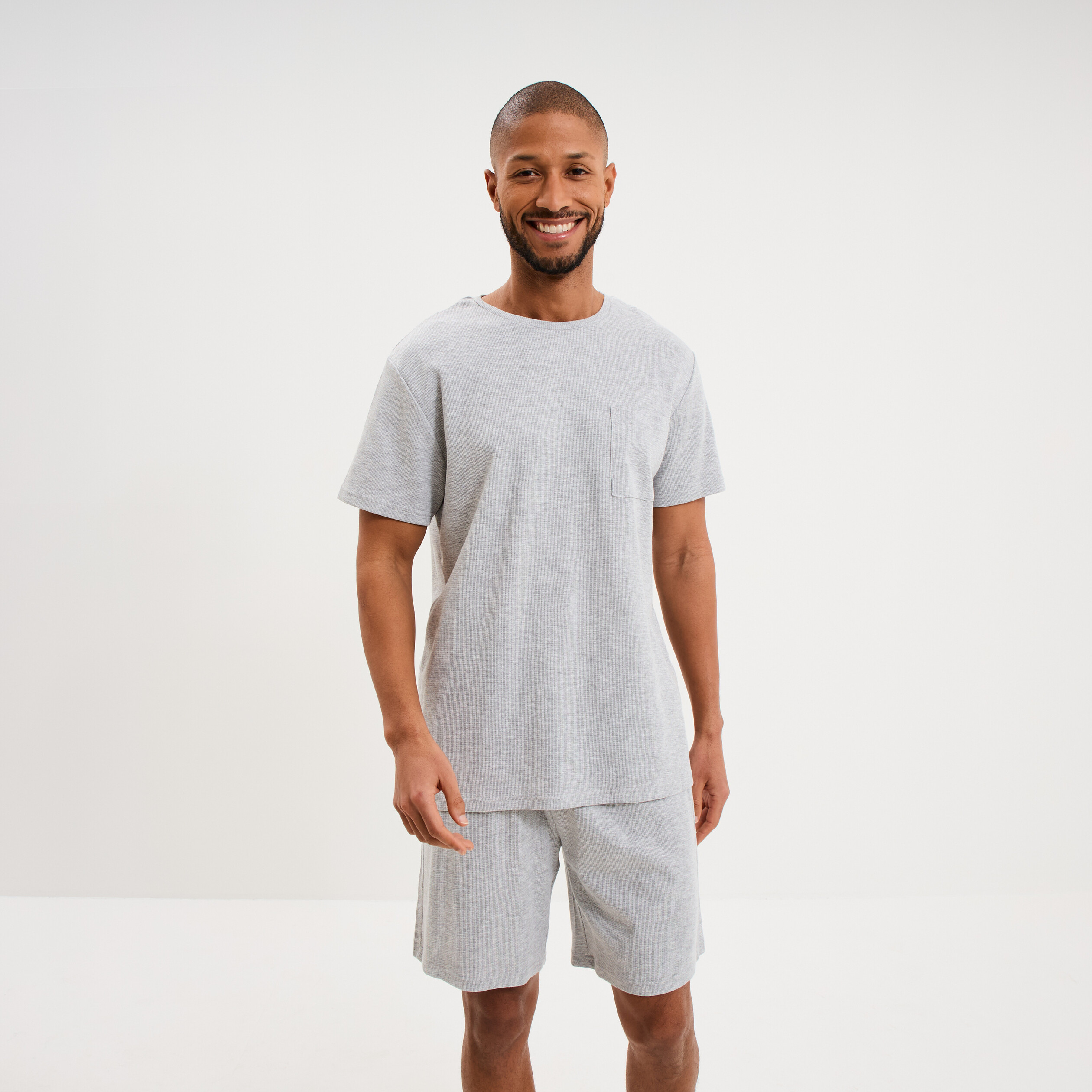 Ensemble pyjama short et t-shirt gris clair homme