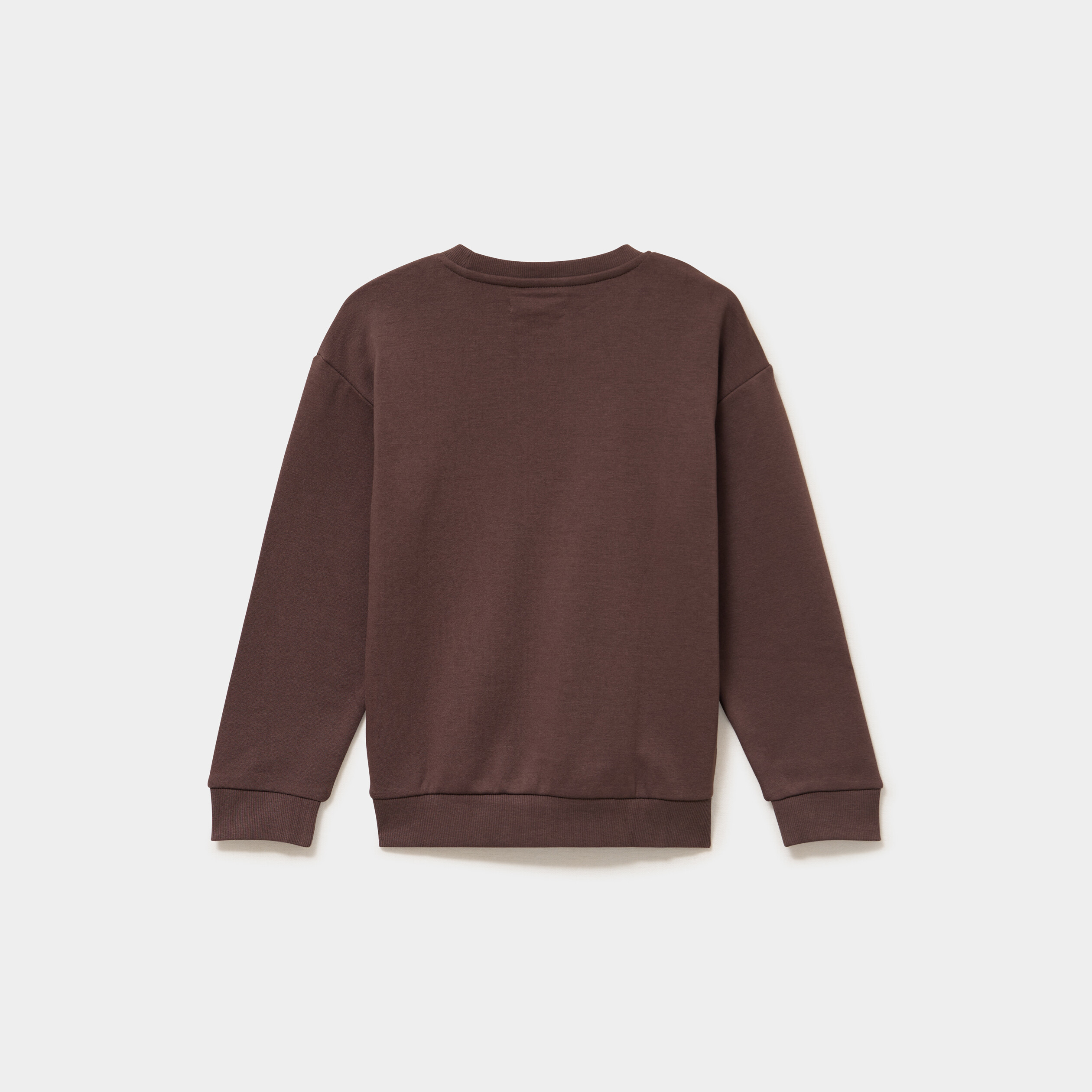 Sweat oversize col rond manches longues marron fonc&eacute; gar&ccedil;on