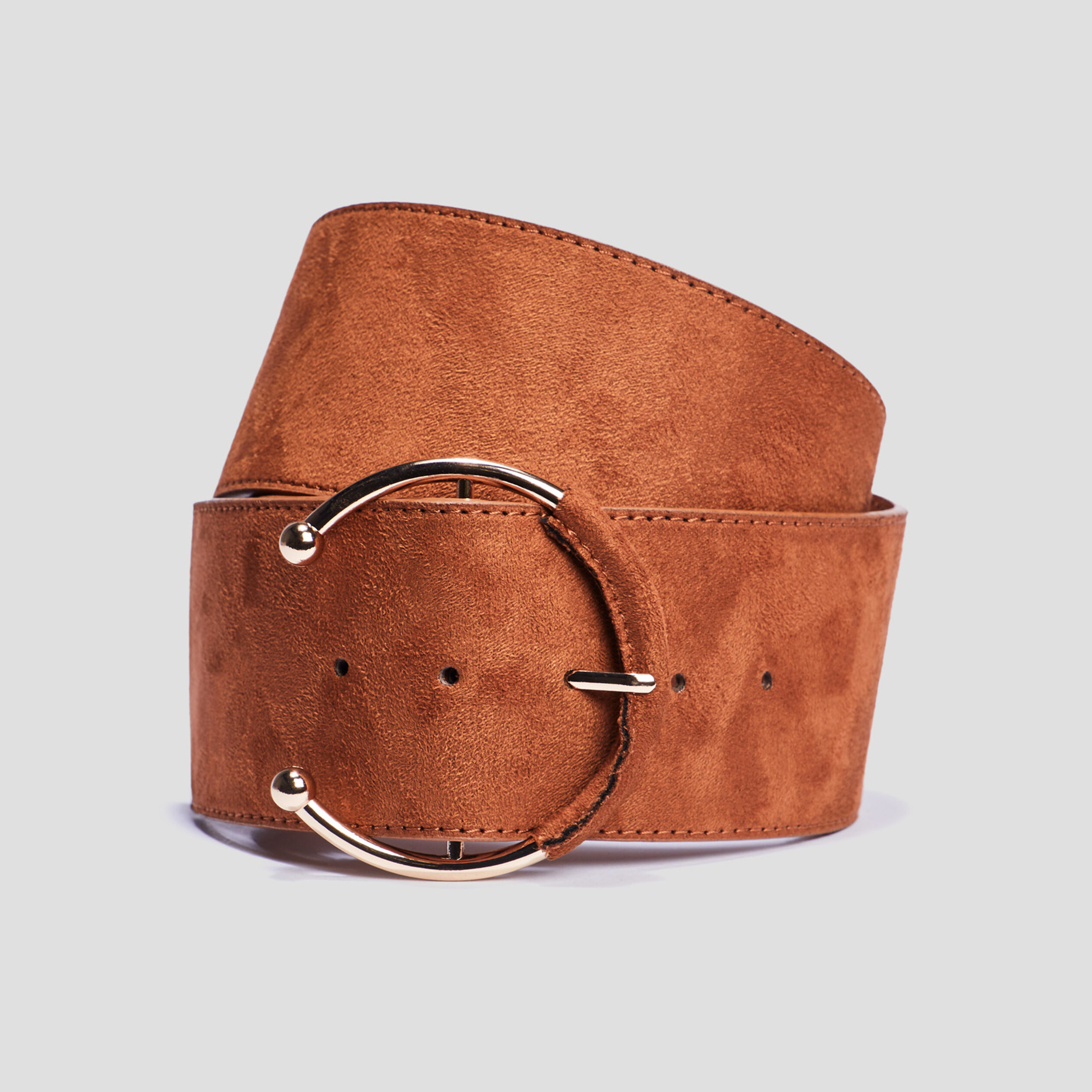 Ceinture boucle large marron cognac femme