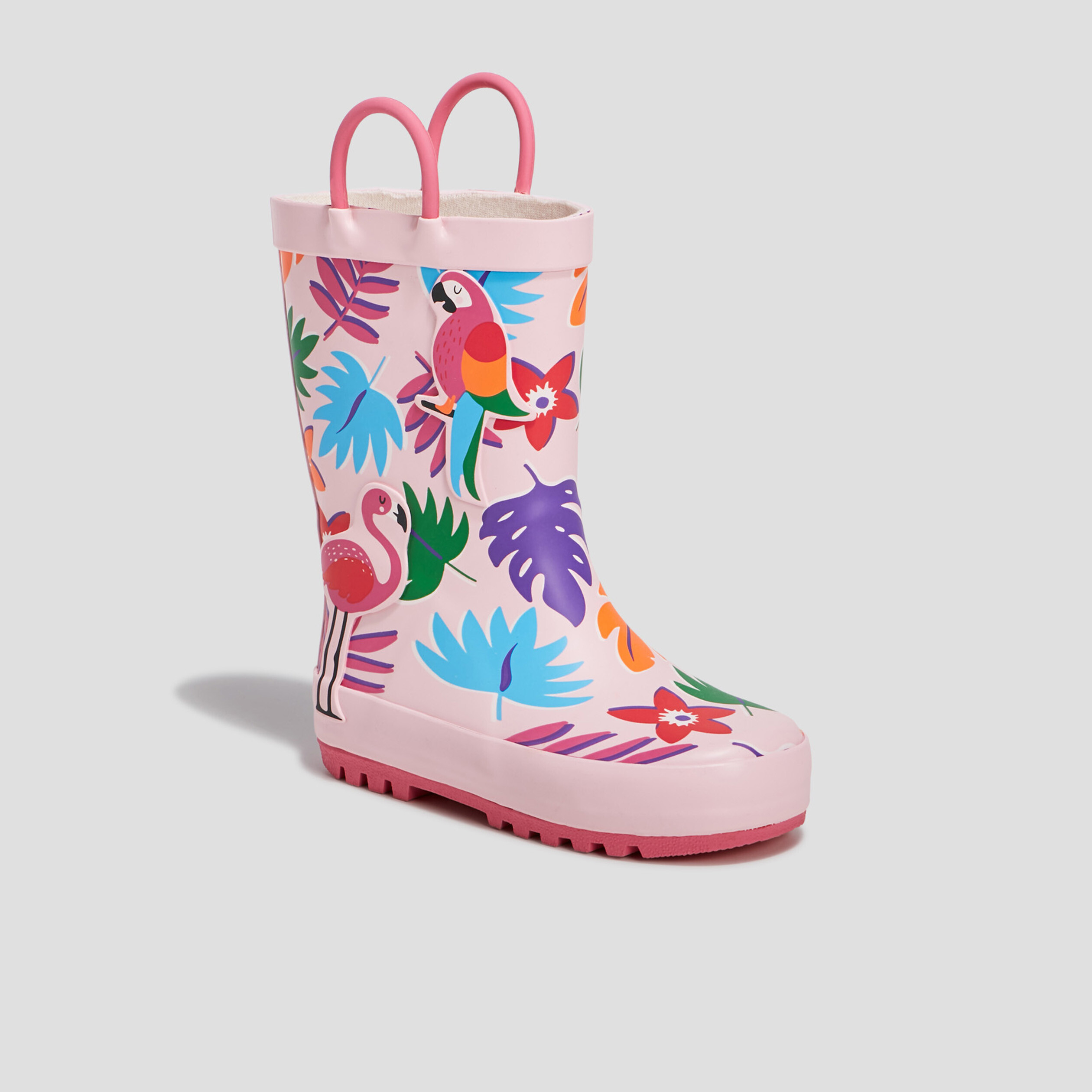 bottes de pluie imprime feuille rose fille Bottes de pluie imprimé feuille rose fille