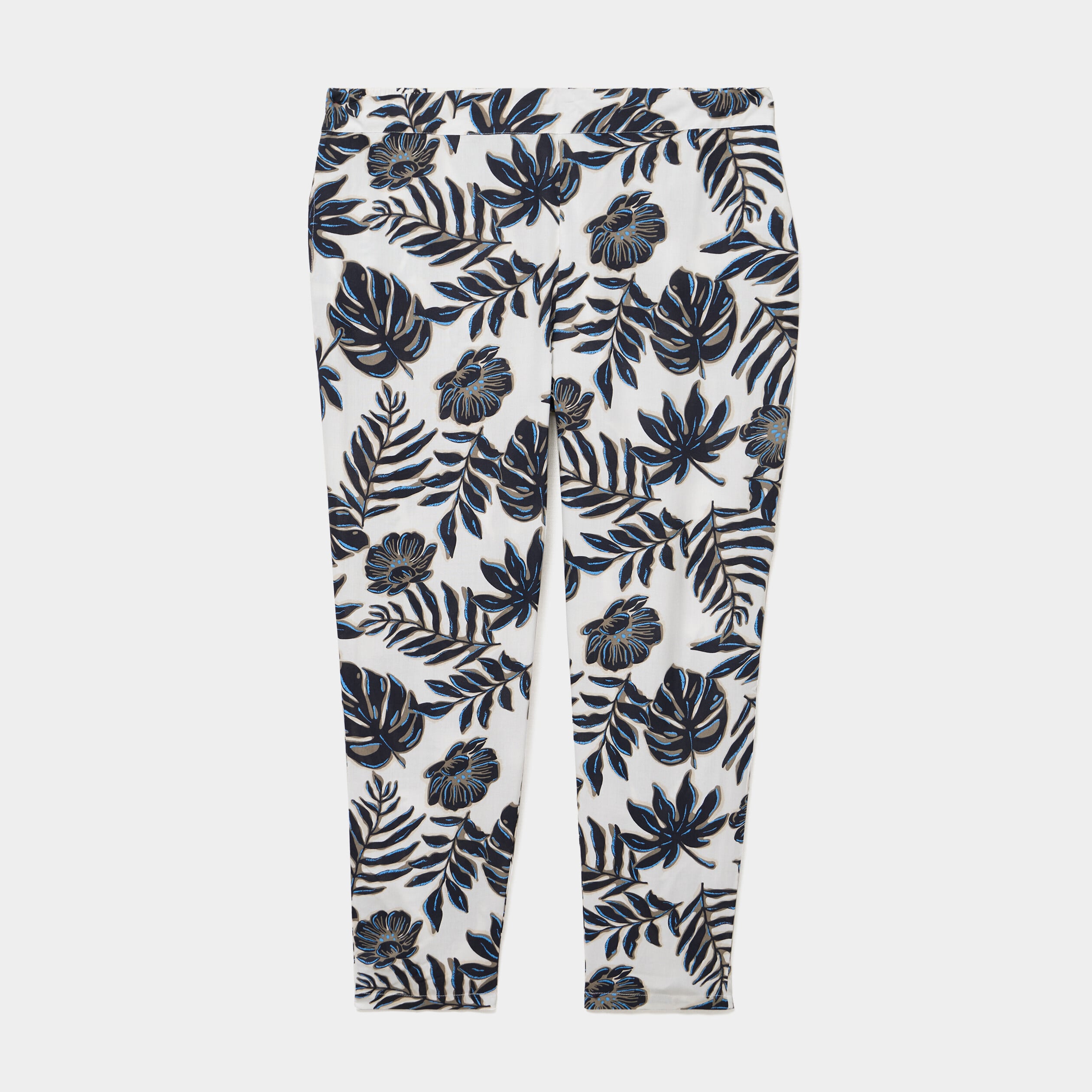 Pantalon carotte fluide ecru femme grande taille