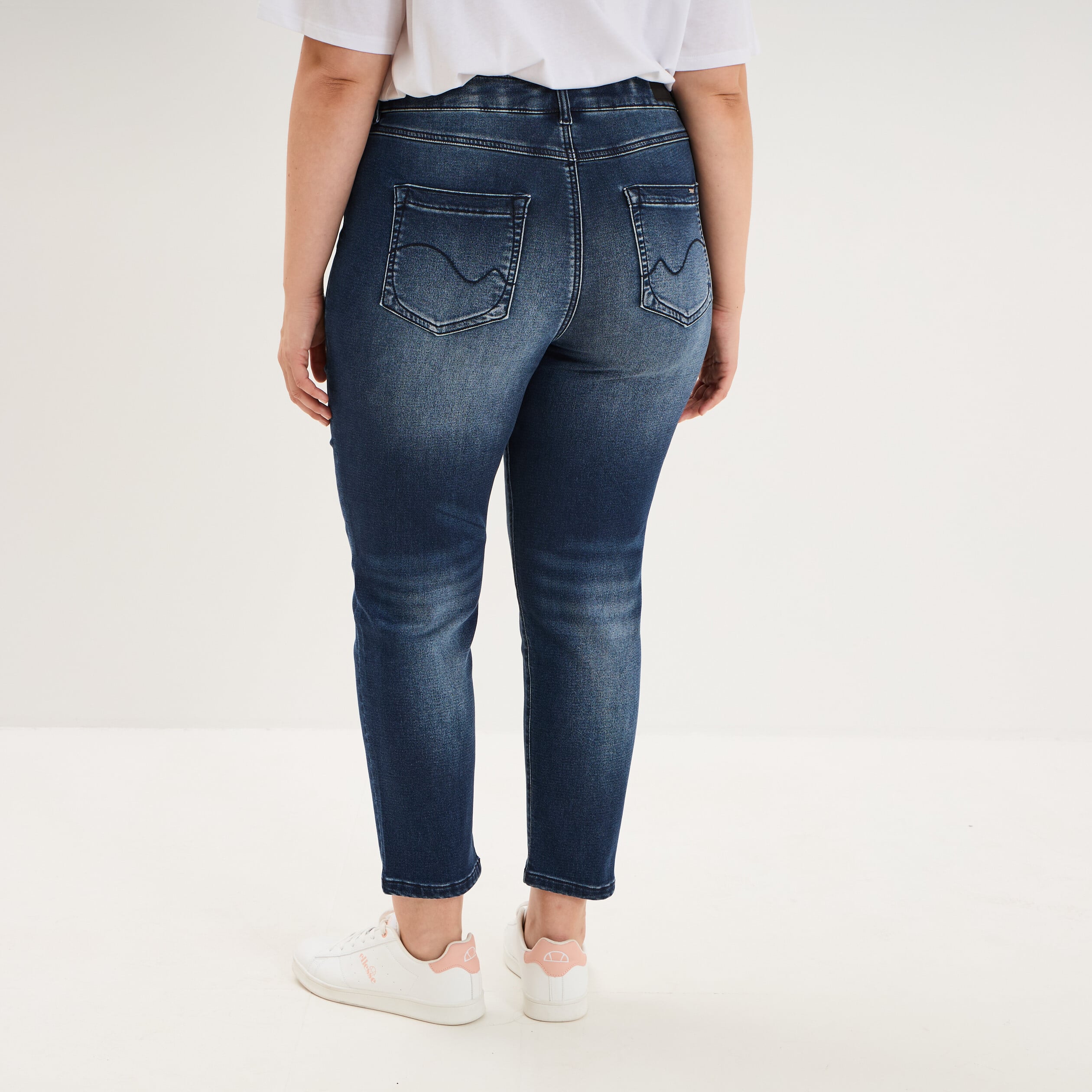 Jean slim taille haute bleu femme grande taille