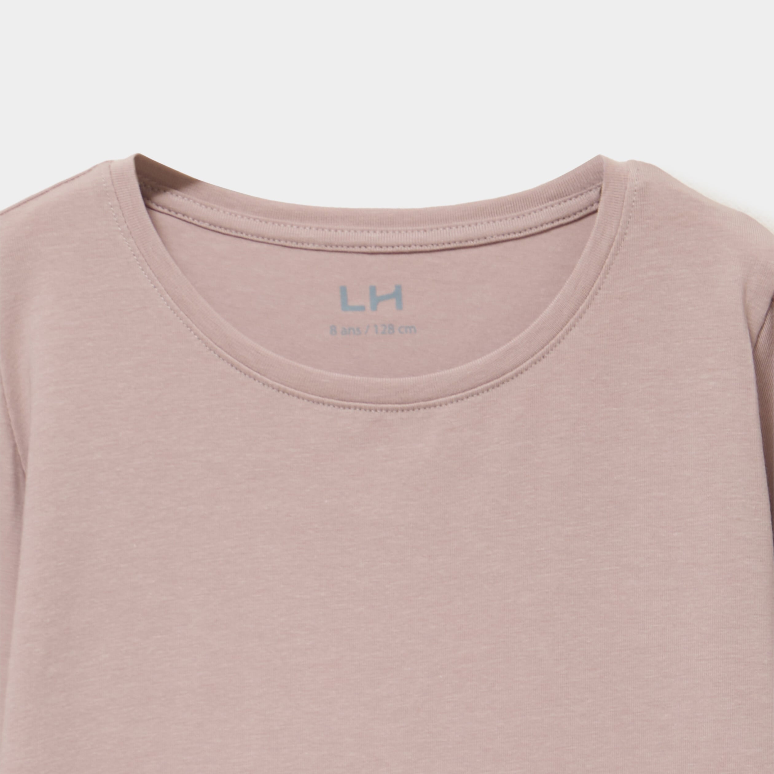 T-shirt coton manches longues &agrave; fronces marron clair fille