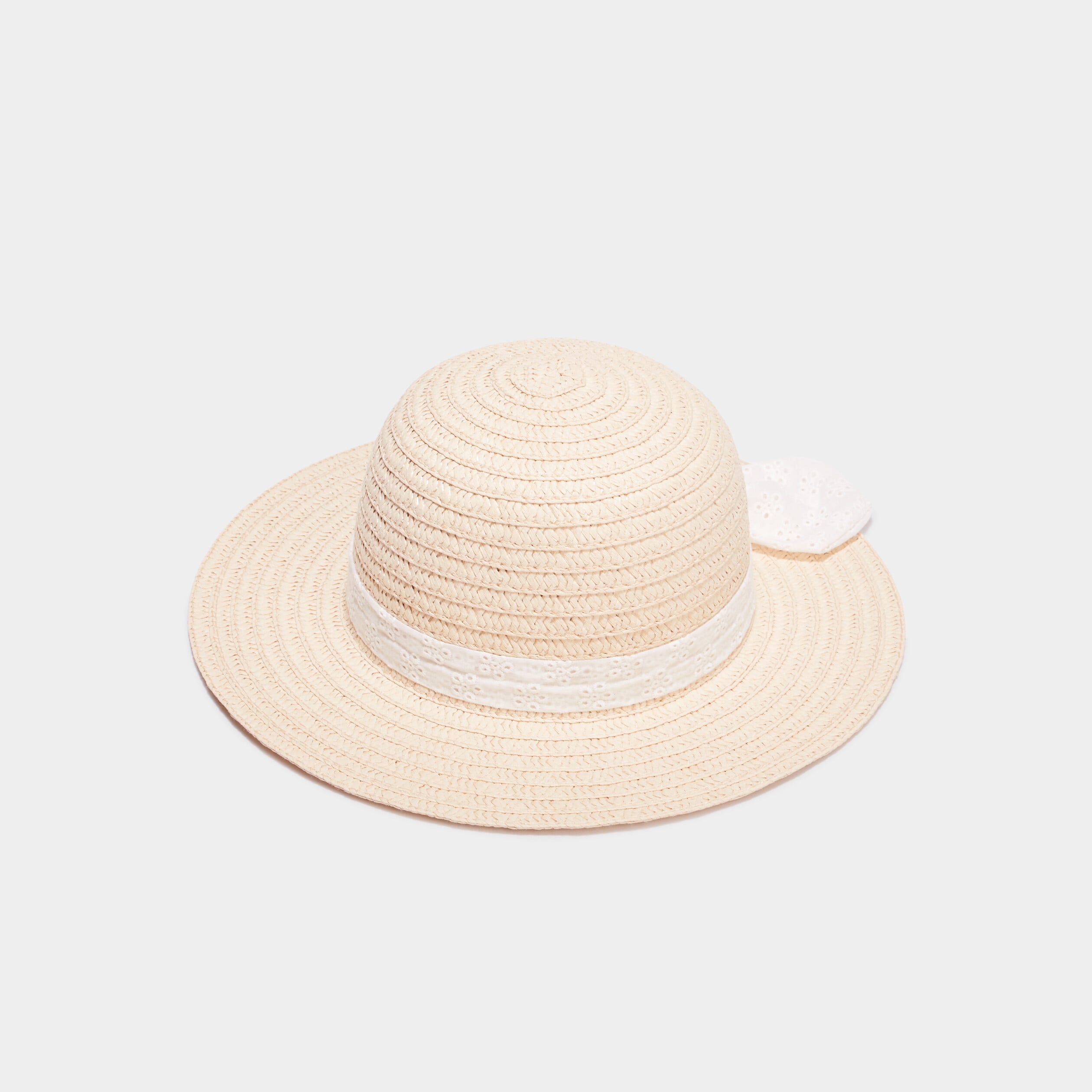 Chapeau tress&eacute; avec noeud sable fille