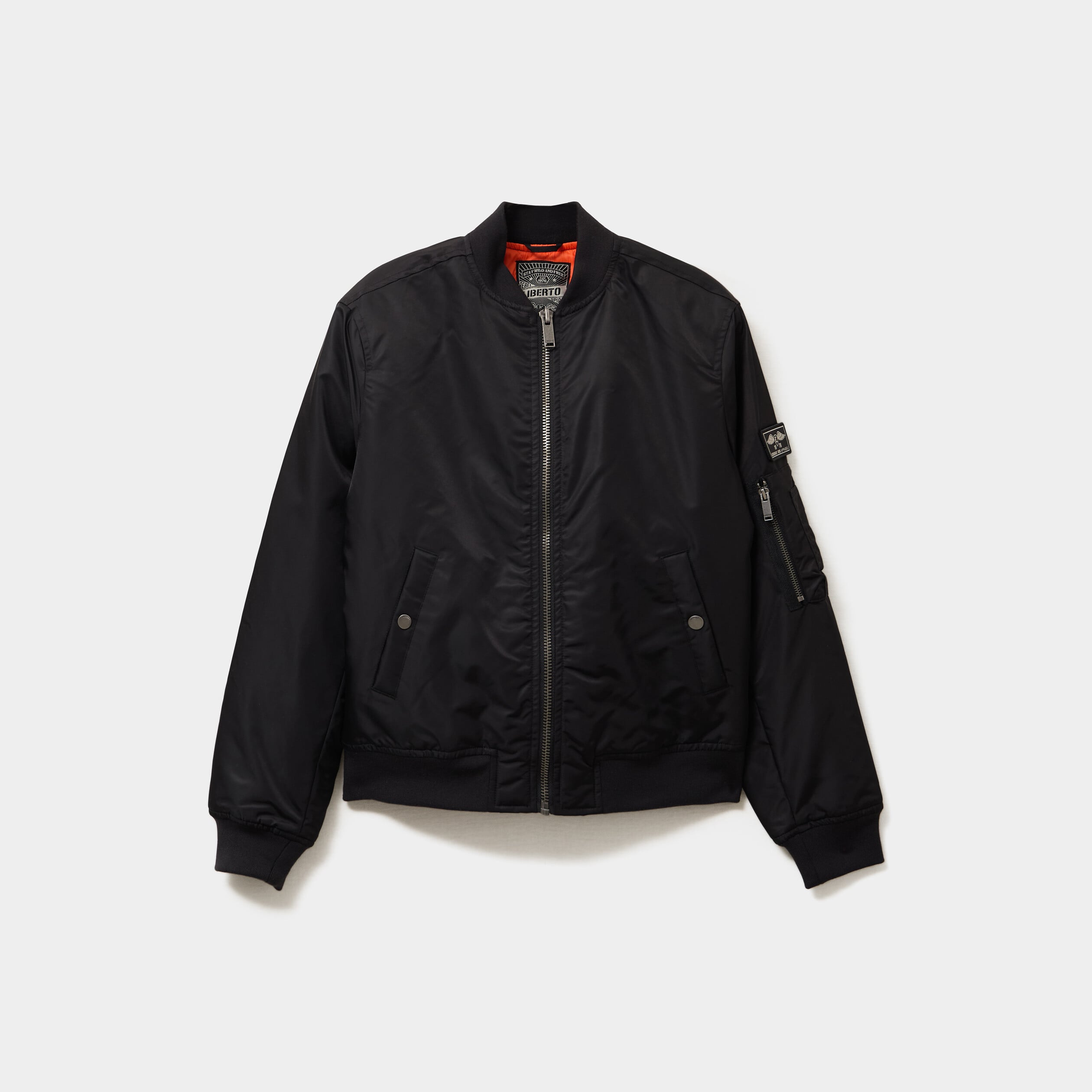 Blouson d&eacute;perlant col teddy noir femme